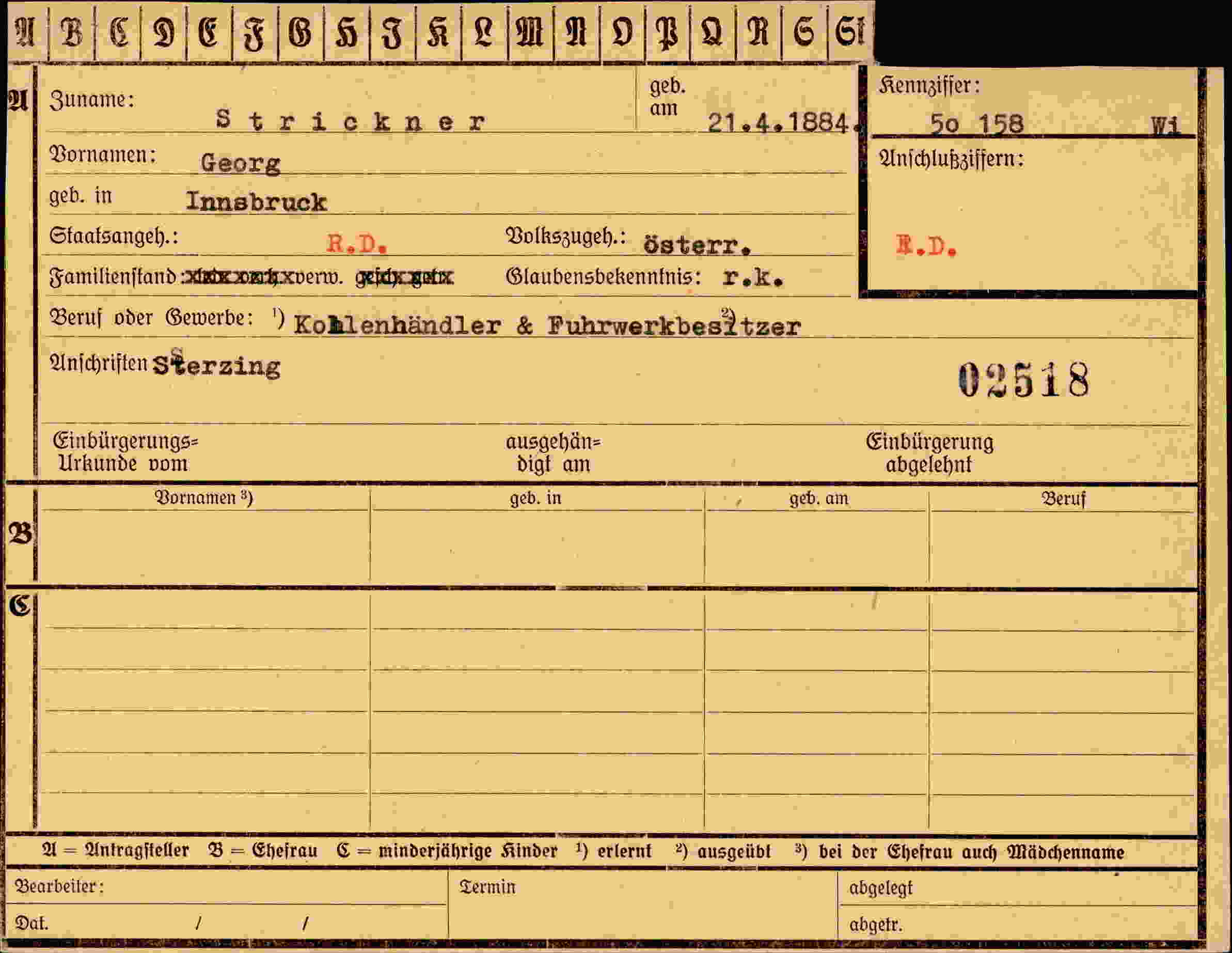 Dokument für Georg Strickner