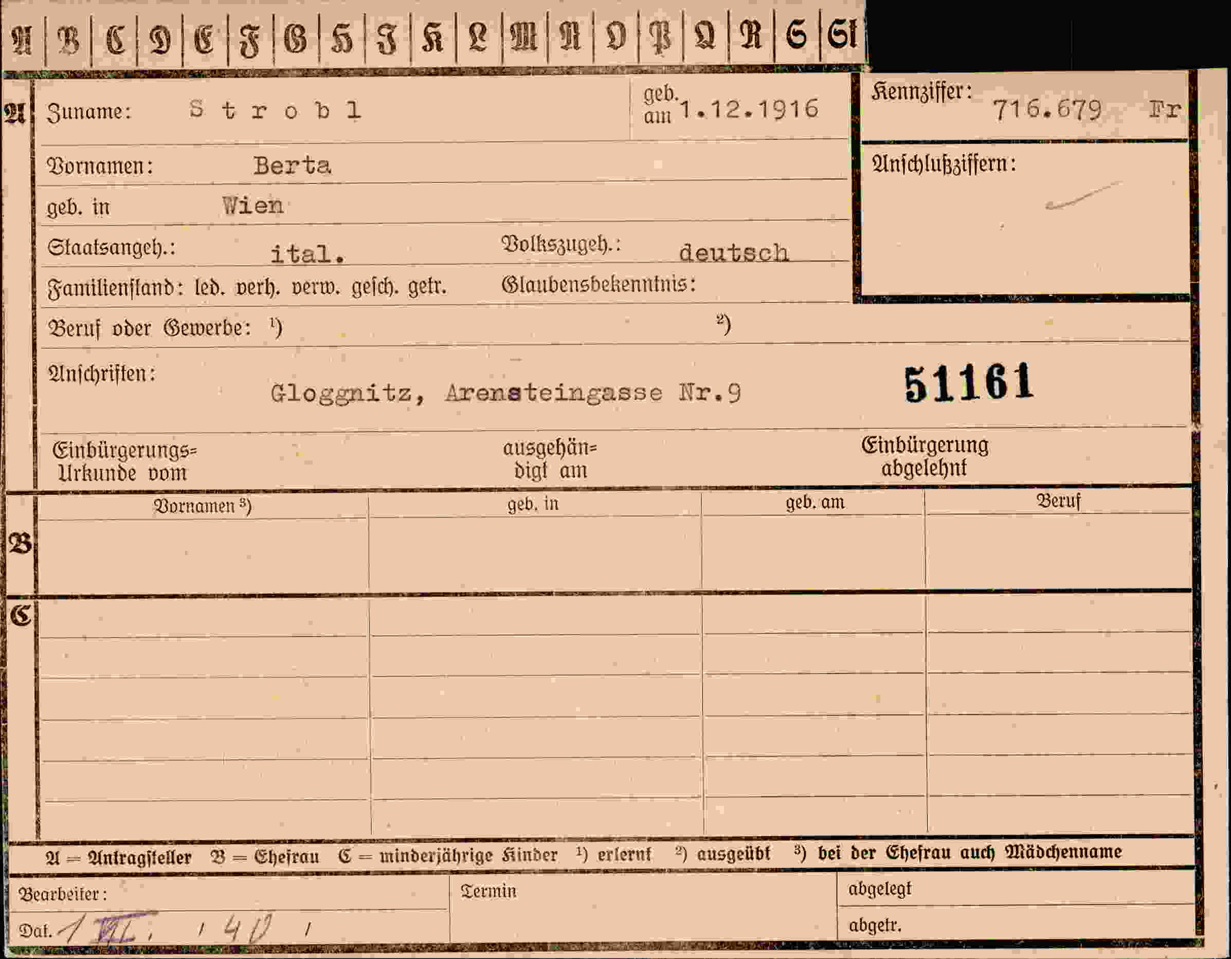 Vorderseite des Dokuments