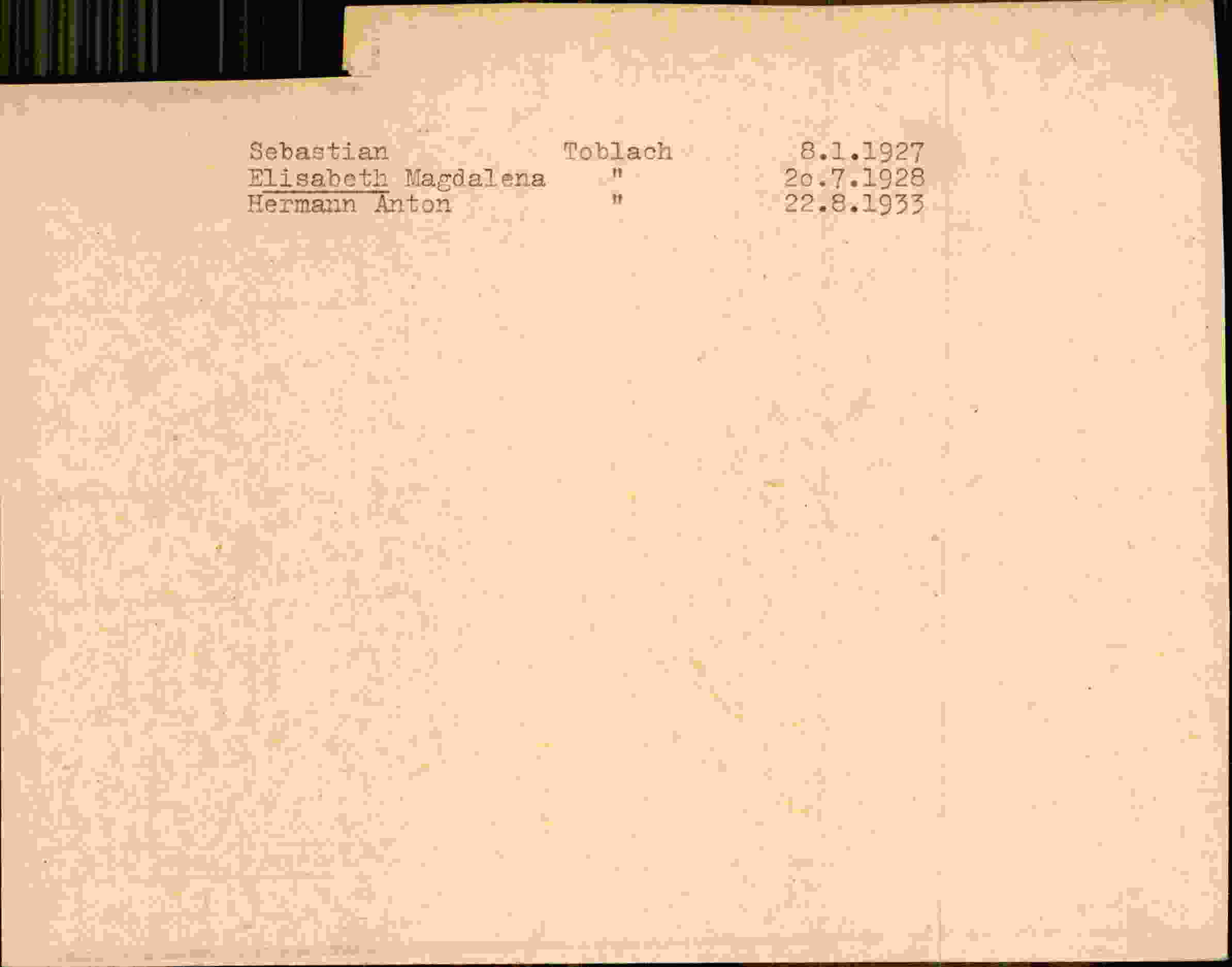 Rückseite des Dokuments