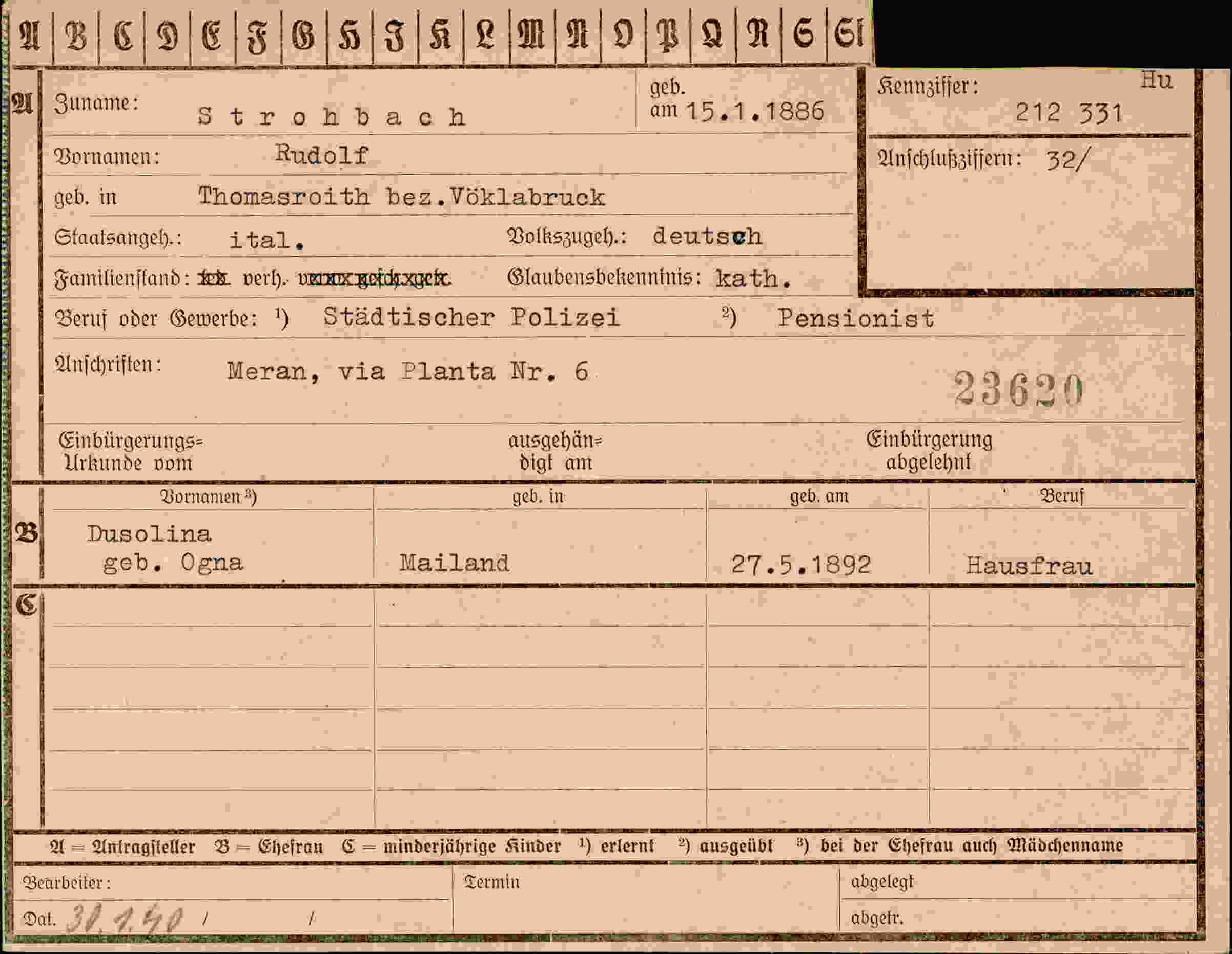 Vorderseite des Dokuments