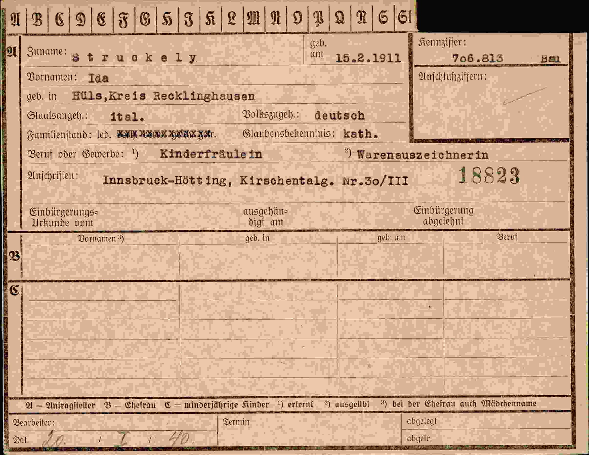 Vorderseite des Dokuments