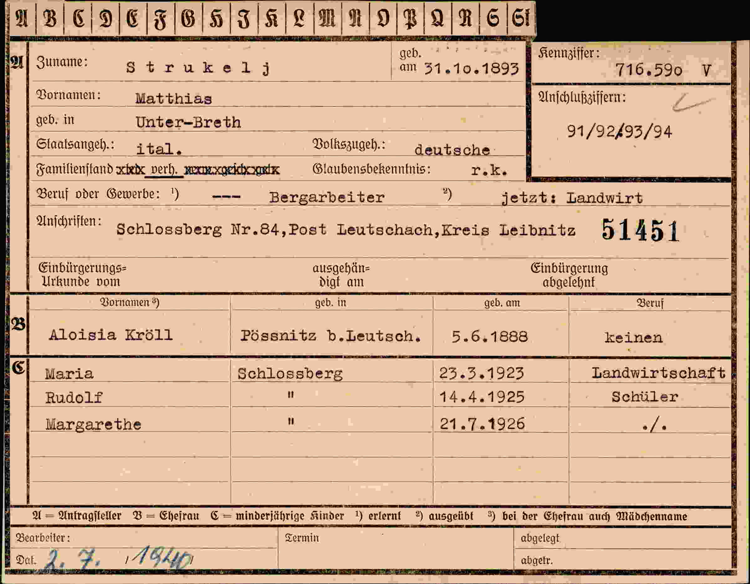 Vorderseite des Dokuments