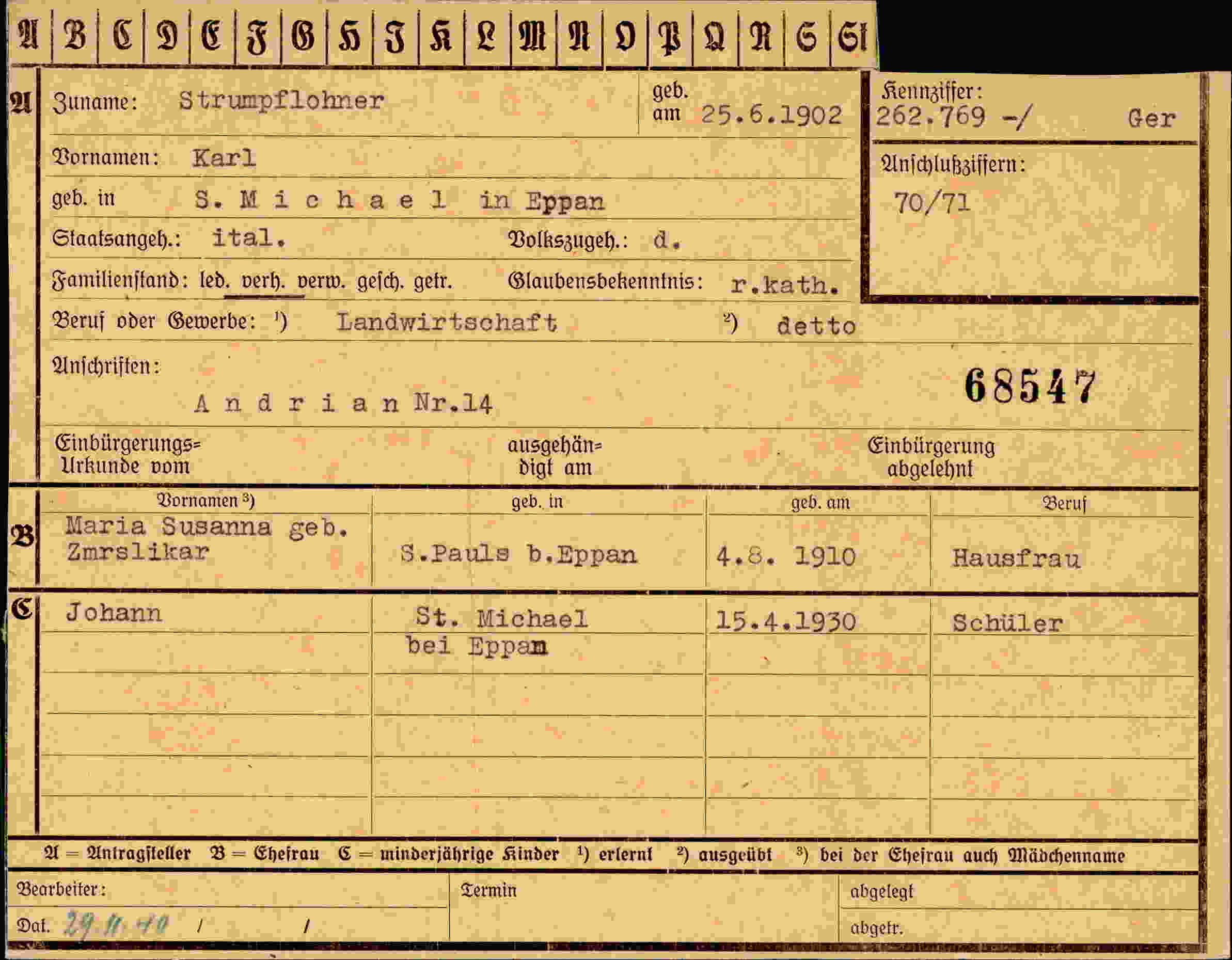 Dokument für Karl Strumpflohner