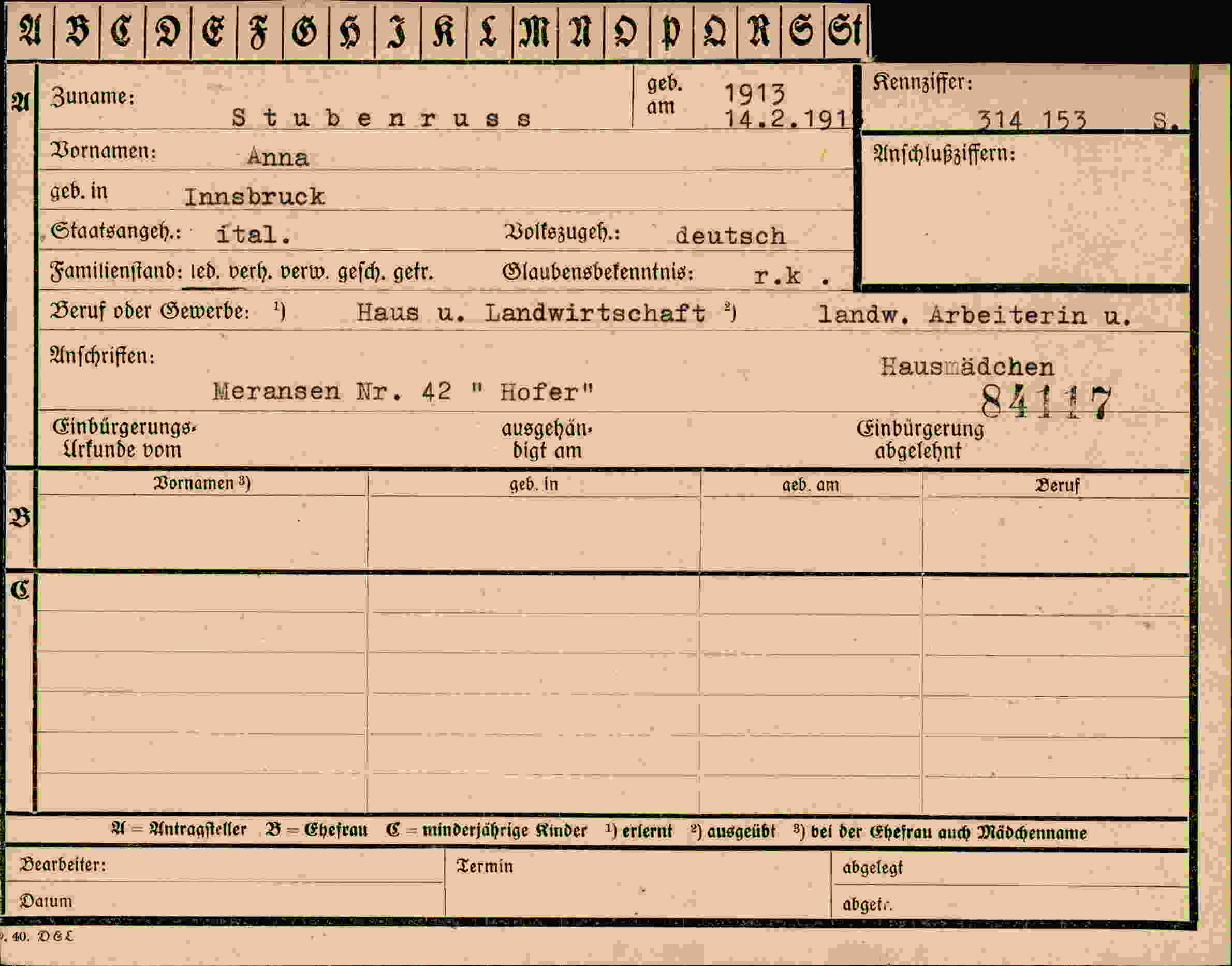 Vorderseite des Dokuments