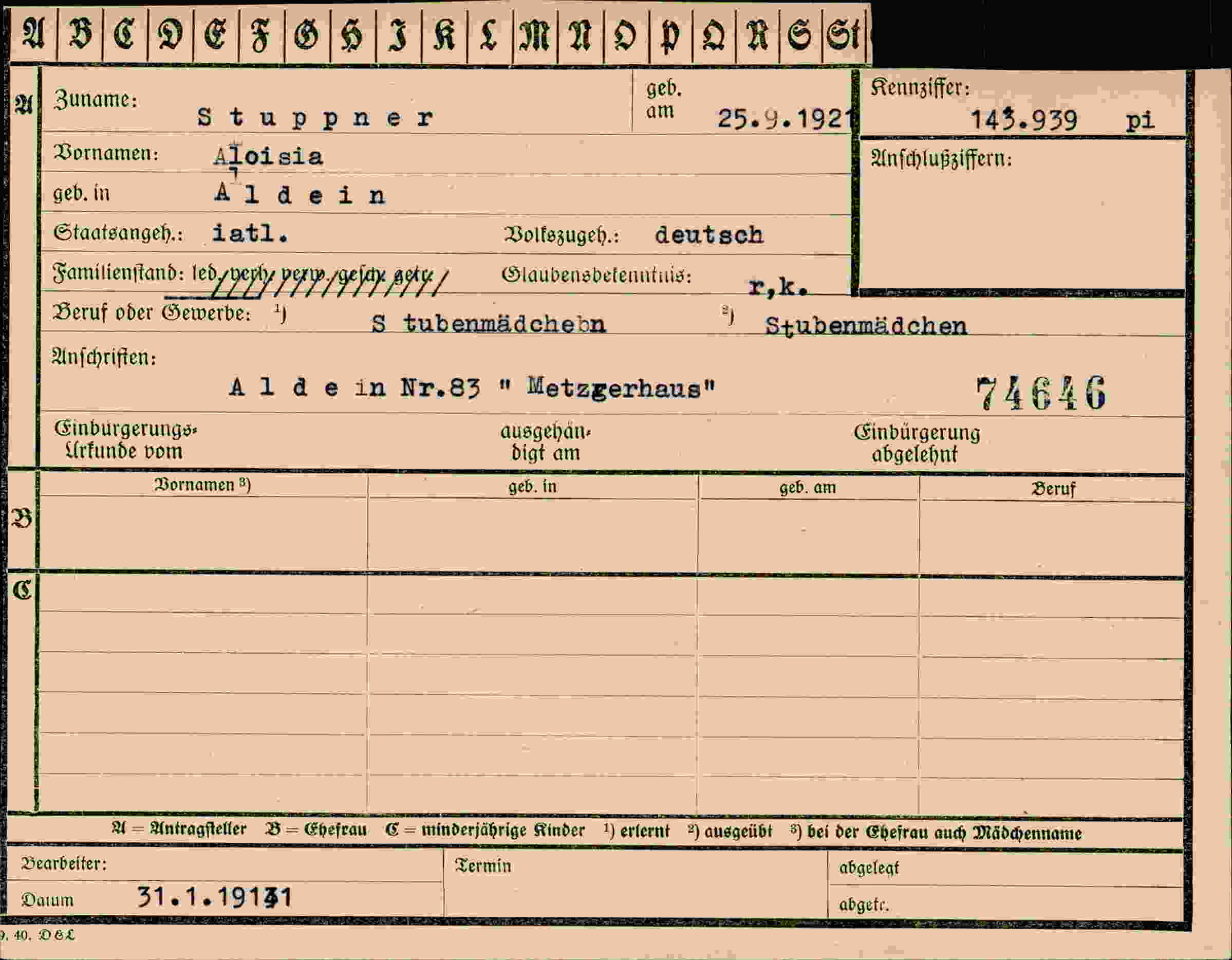 Vorderseite des Dokuments