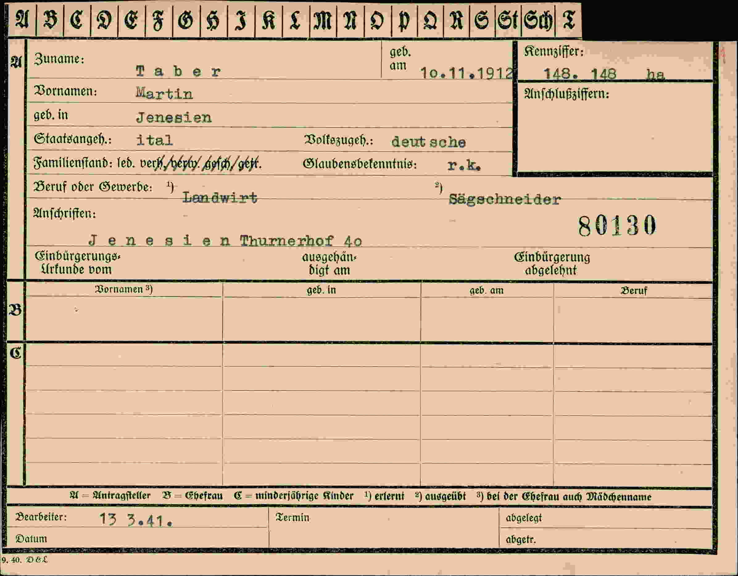 Dokument für Martin Taber