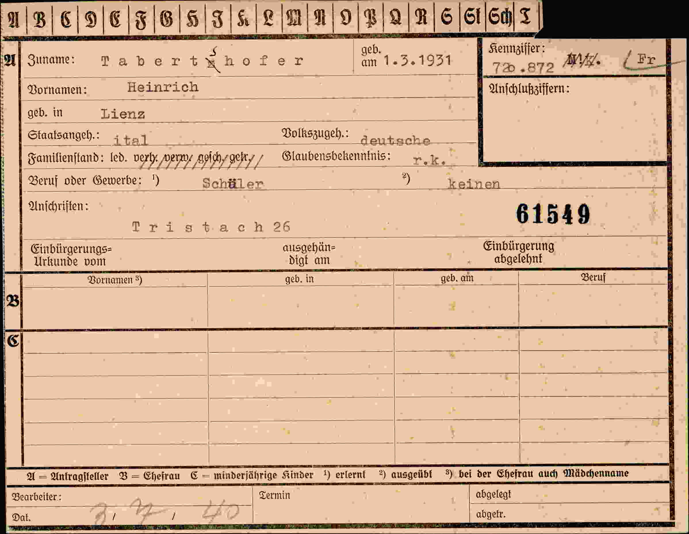 Dokument für Heinrich Tabertshofer