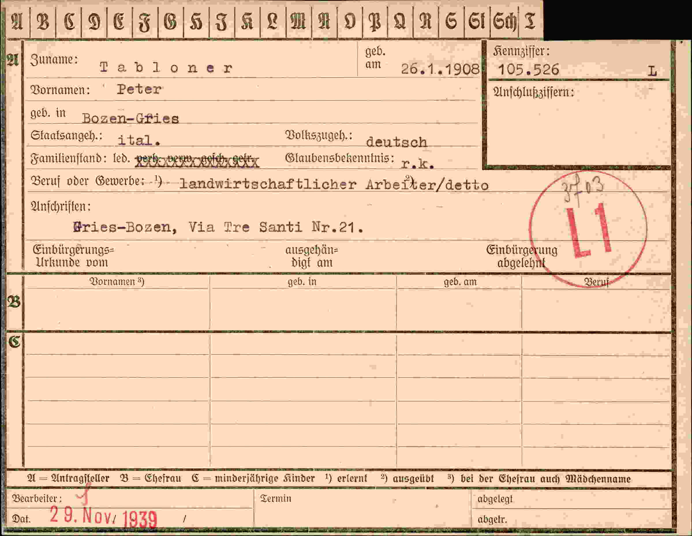 Dokument für Peter Tabloner