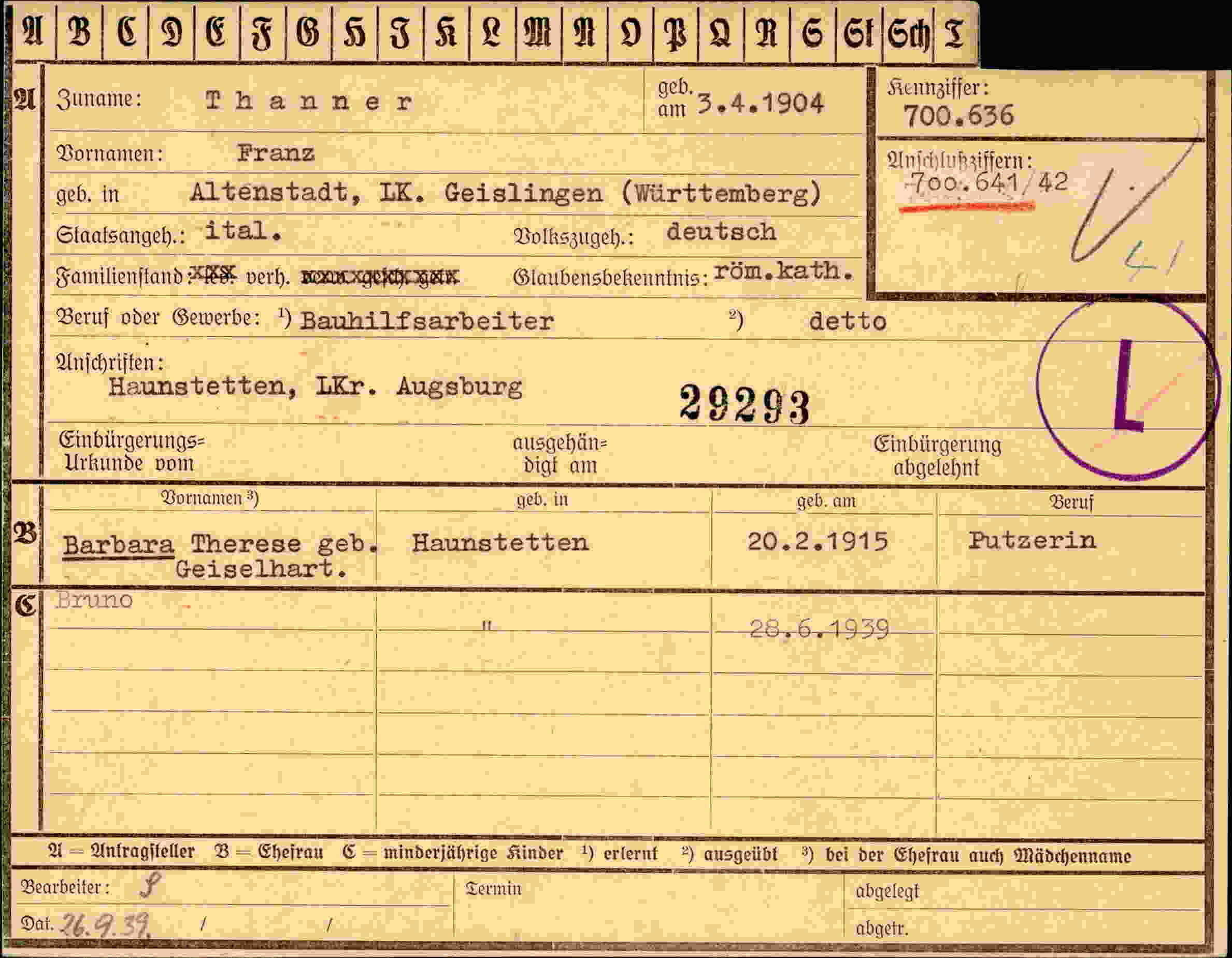 Vorderseite des Dokuments