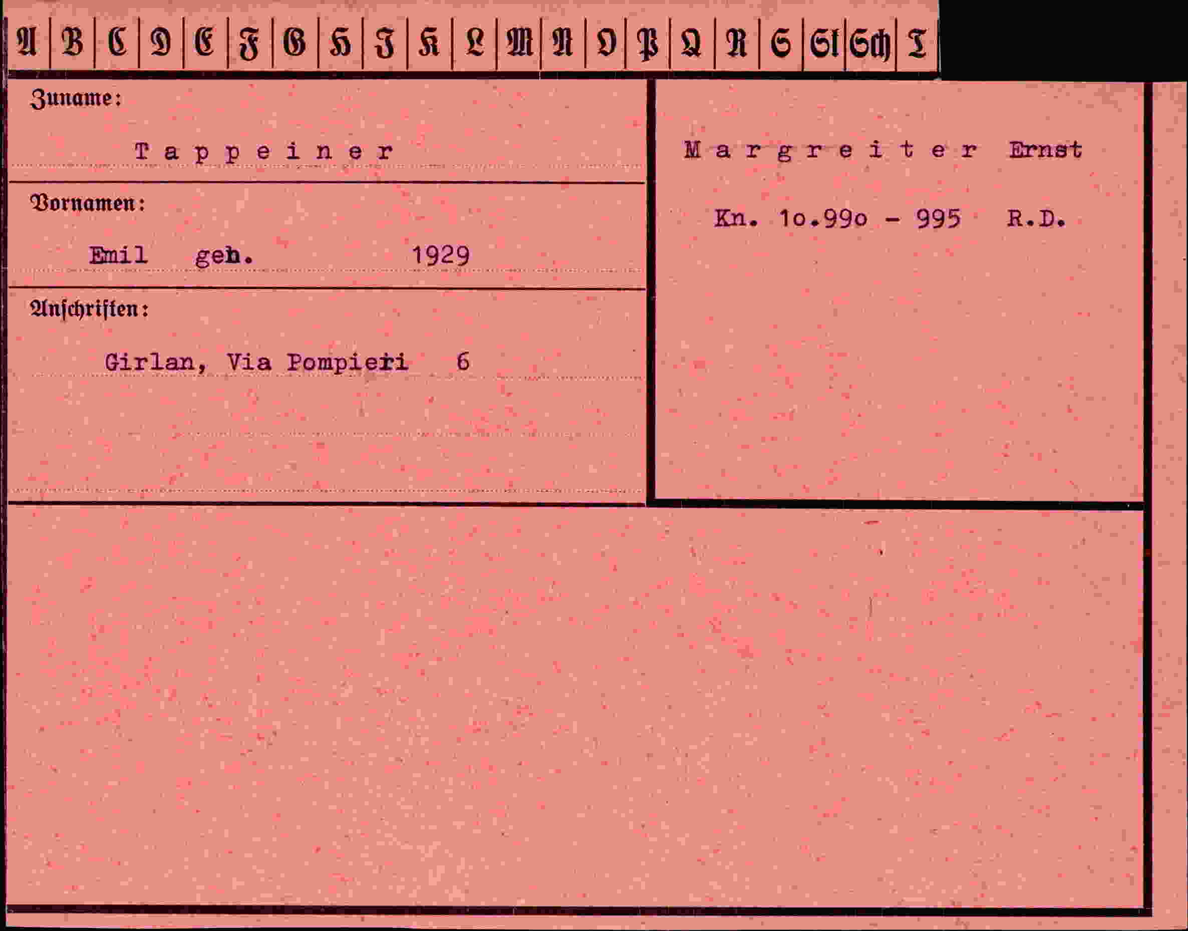 Dokument für Emil Tappeiner