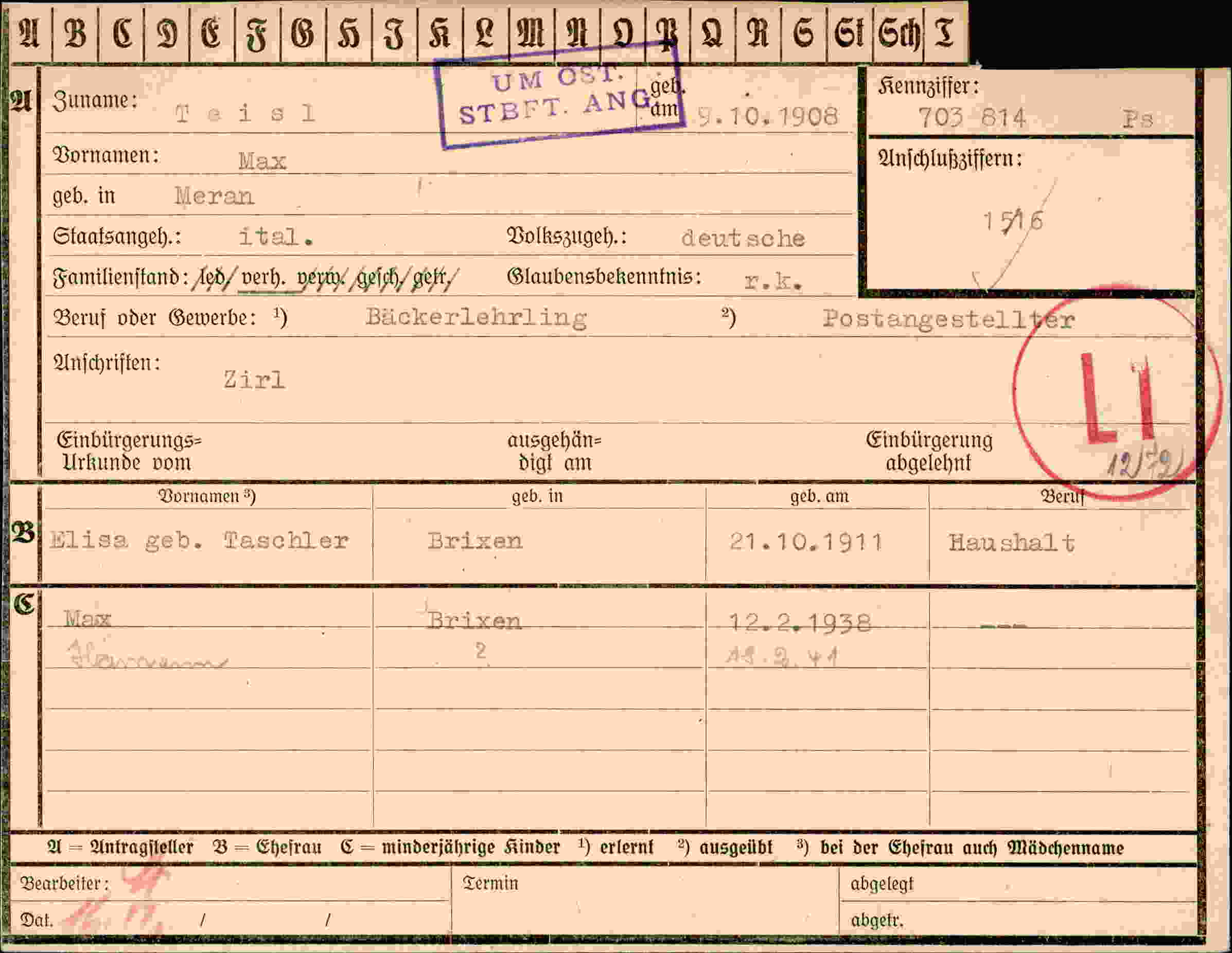 Vorderseite des Dokuments