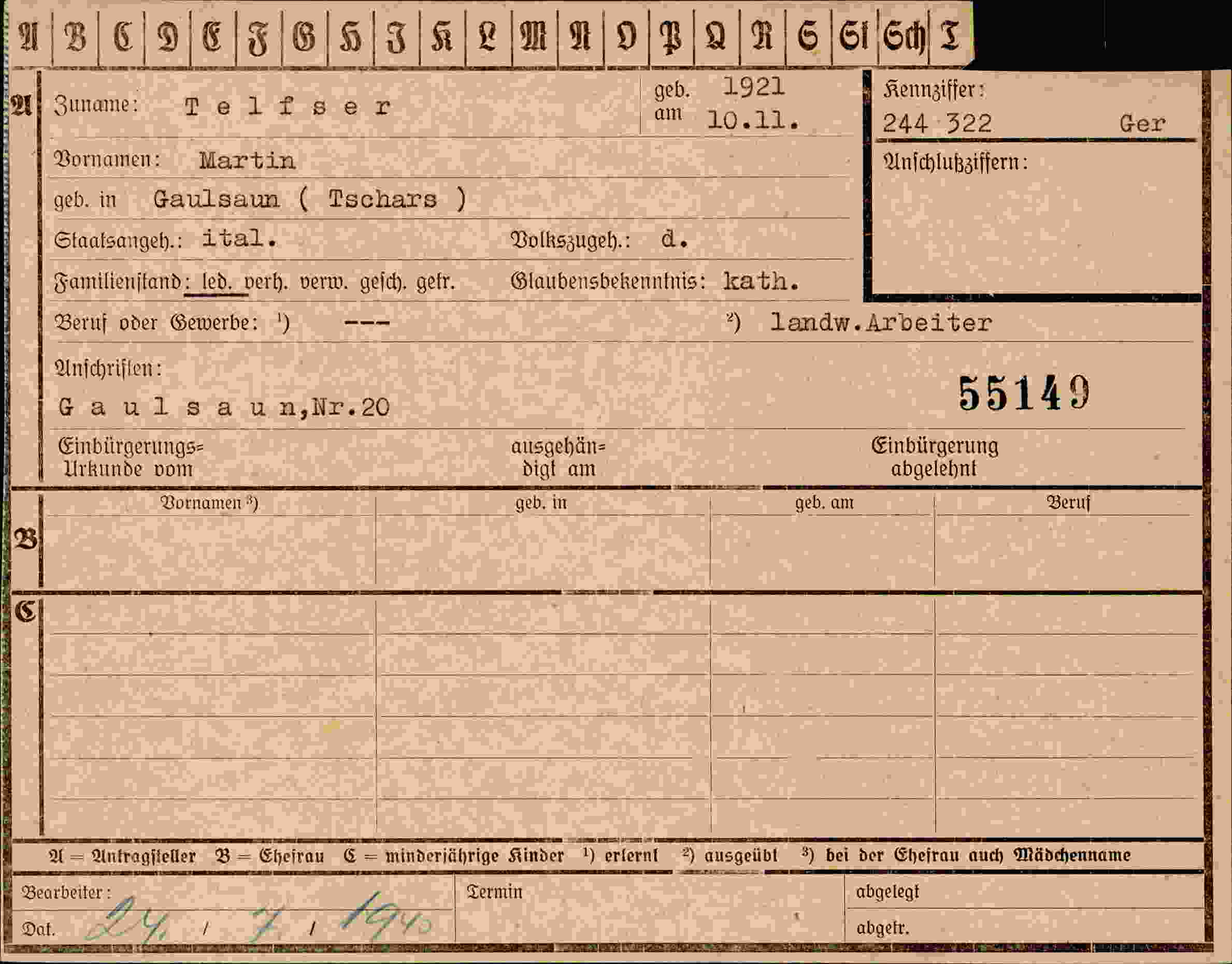 Vorderseite des Dokuments