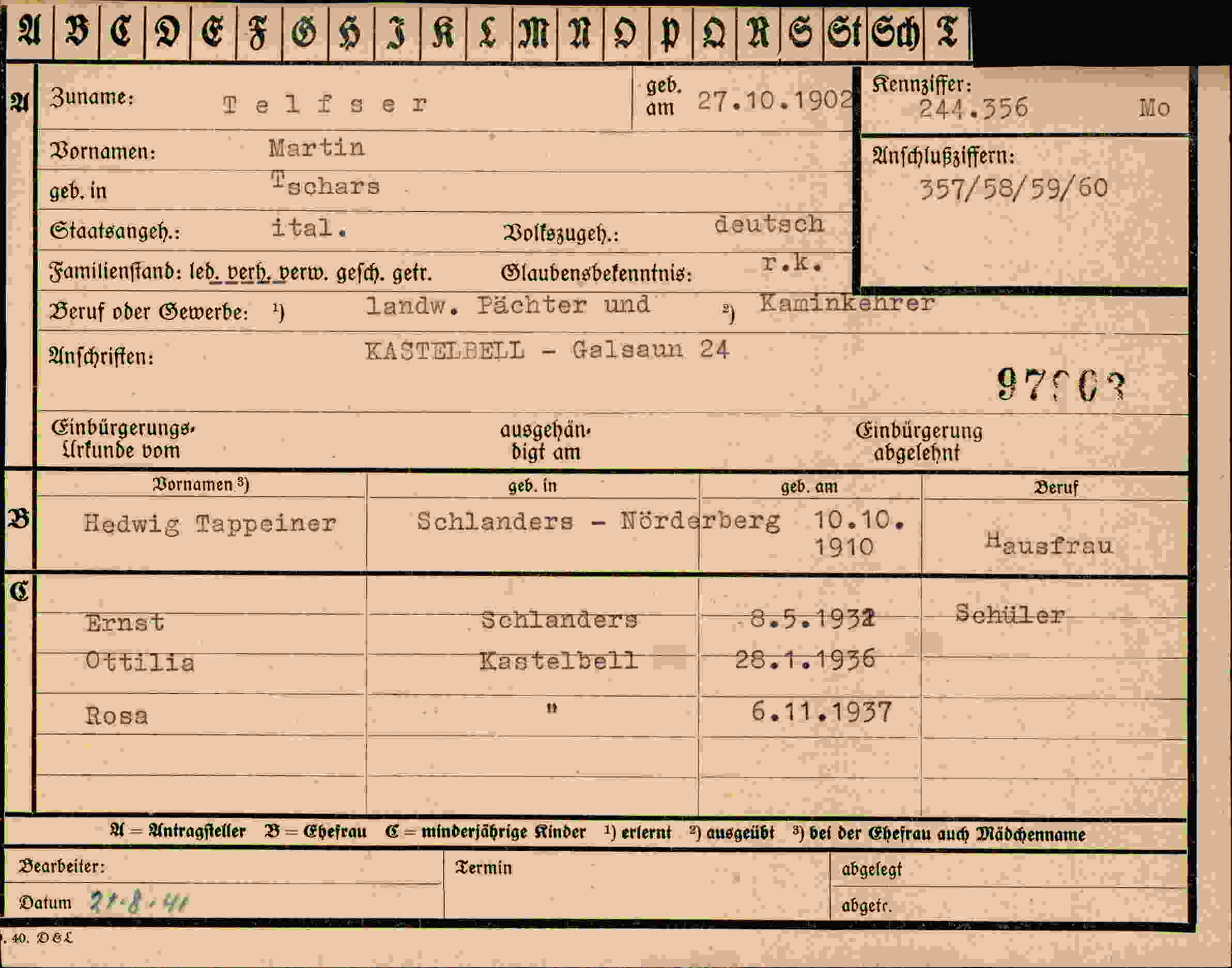 Dokument für Martin Telfser