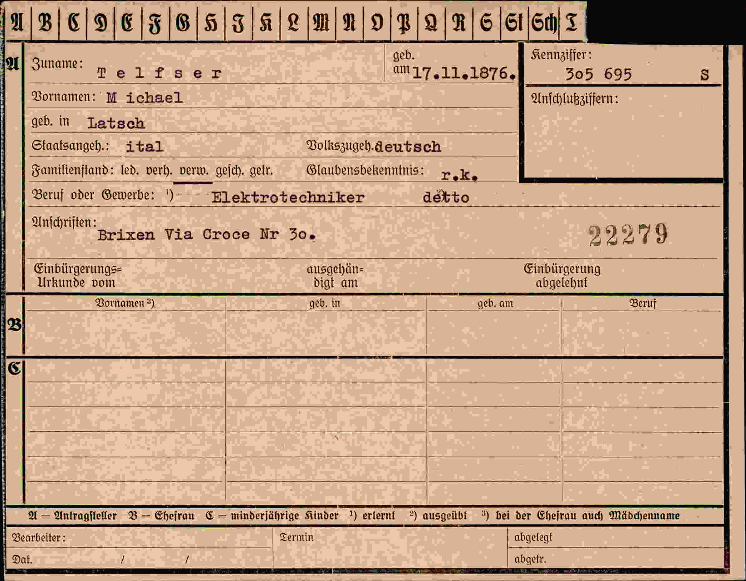 Vorderseite des Dokuments