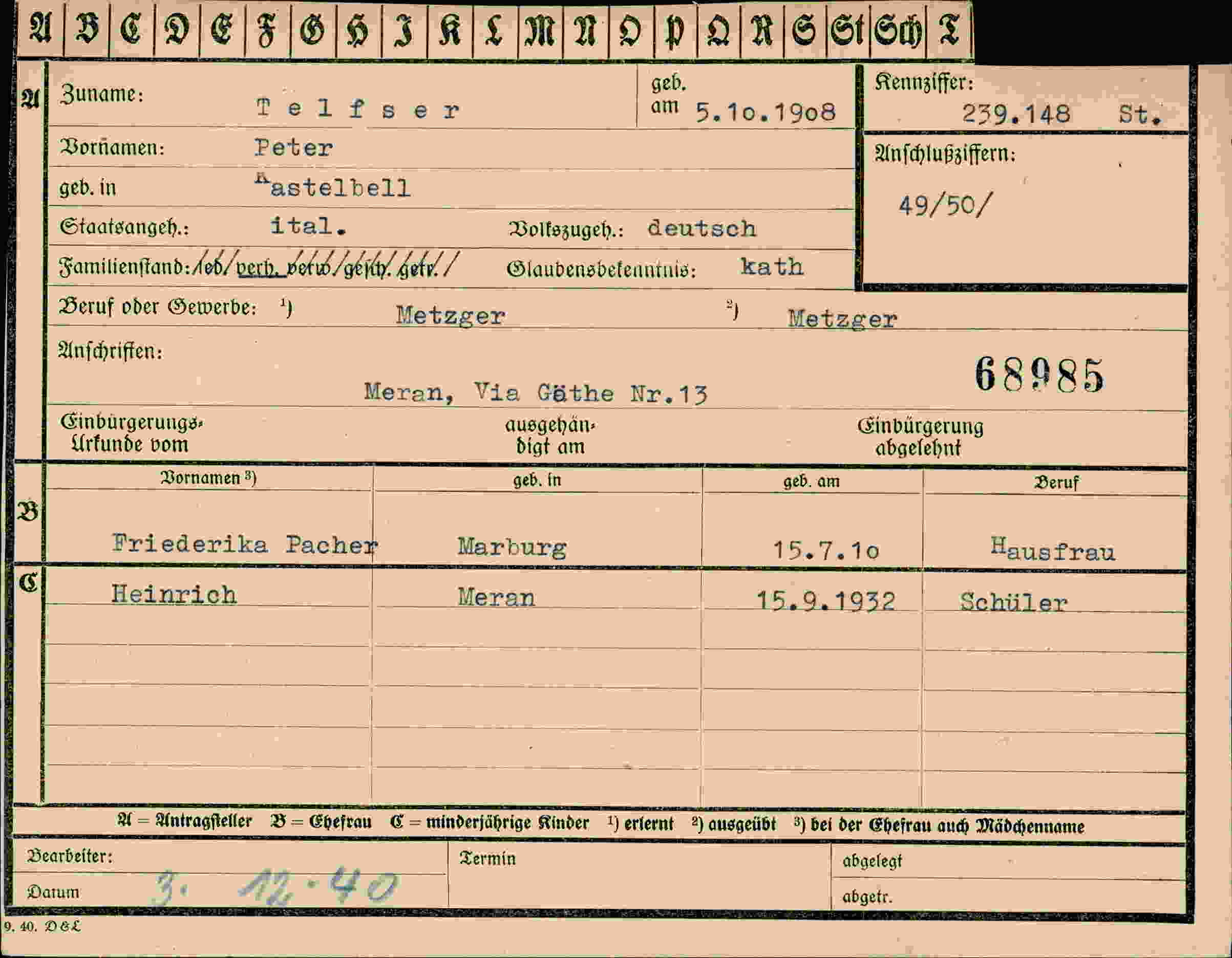 Vorderseite des Dokuments