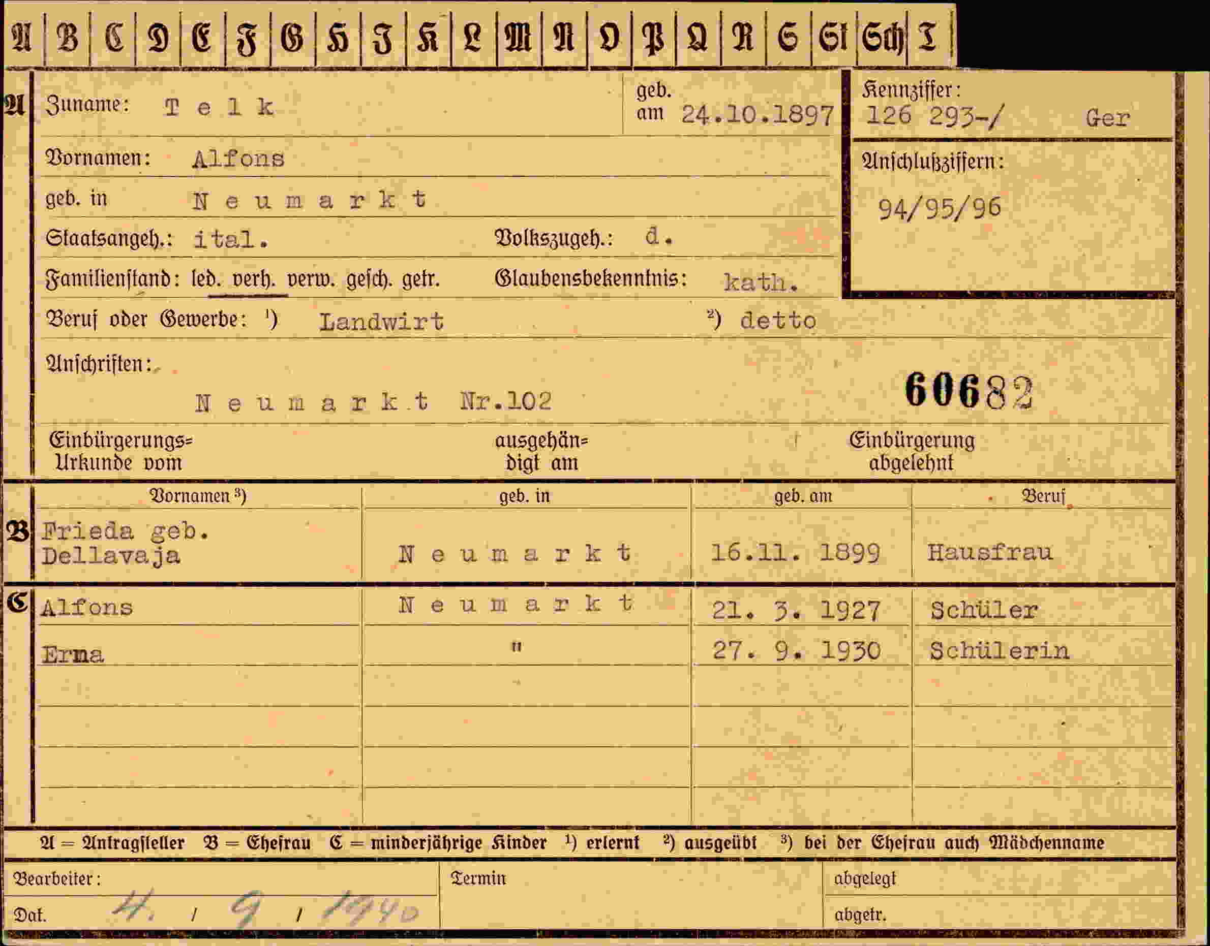 Dokument für Alfred Telk