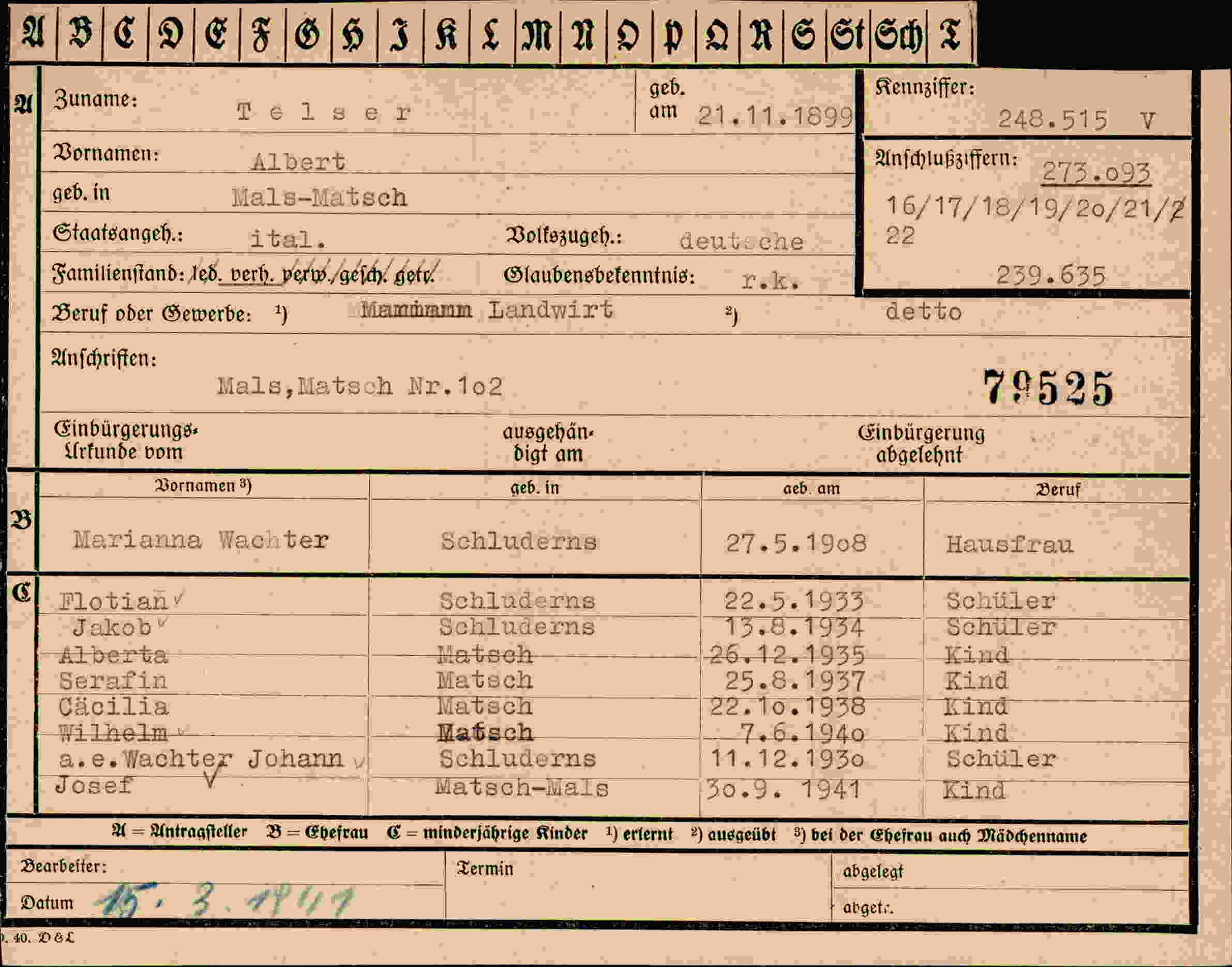 Dokument für Albert Telser