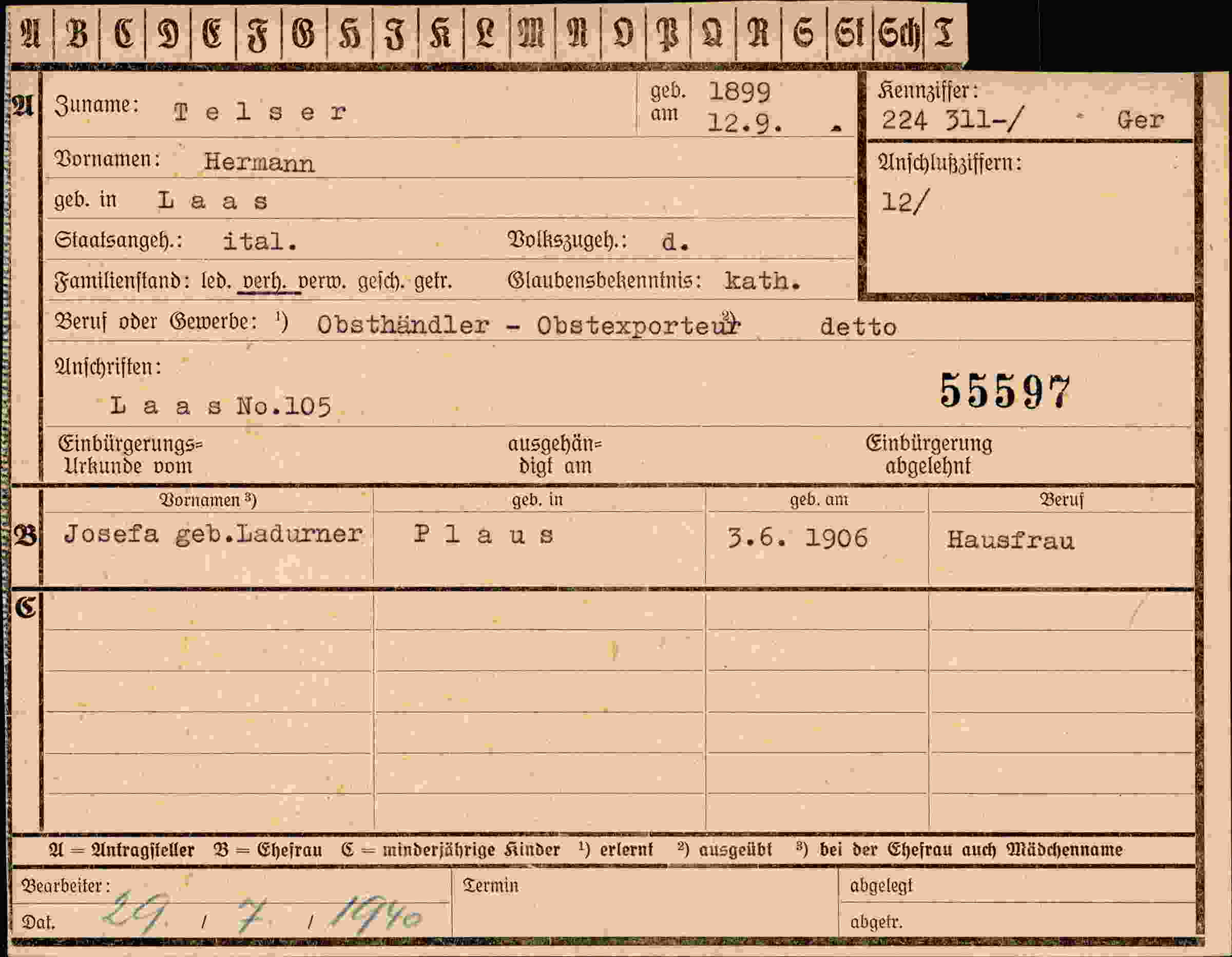 Dokument für Hermann Telser