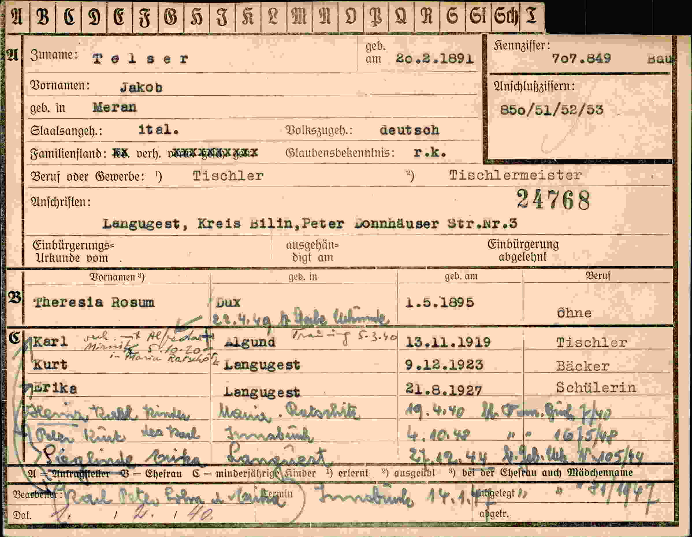 Dokument für Jakob Telser