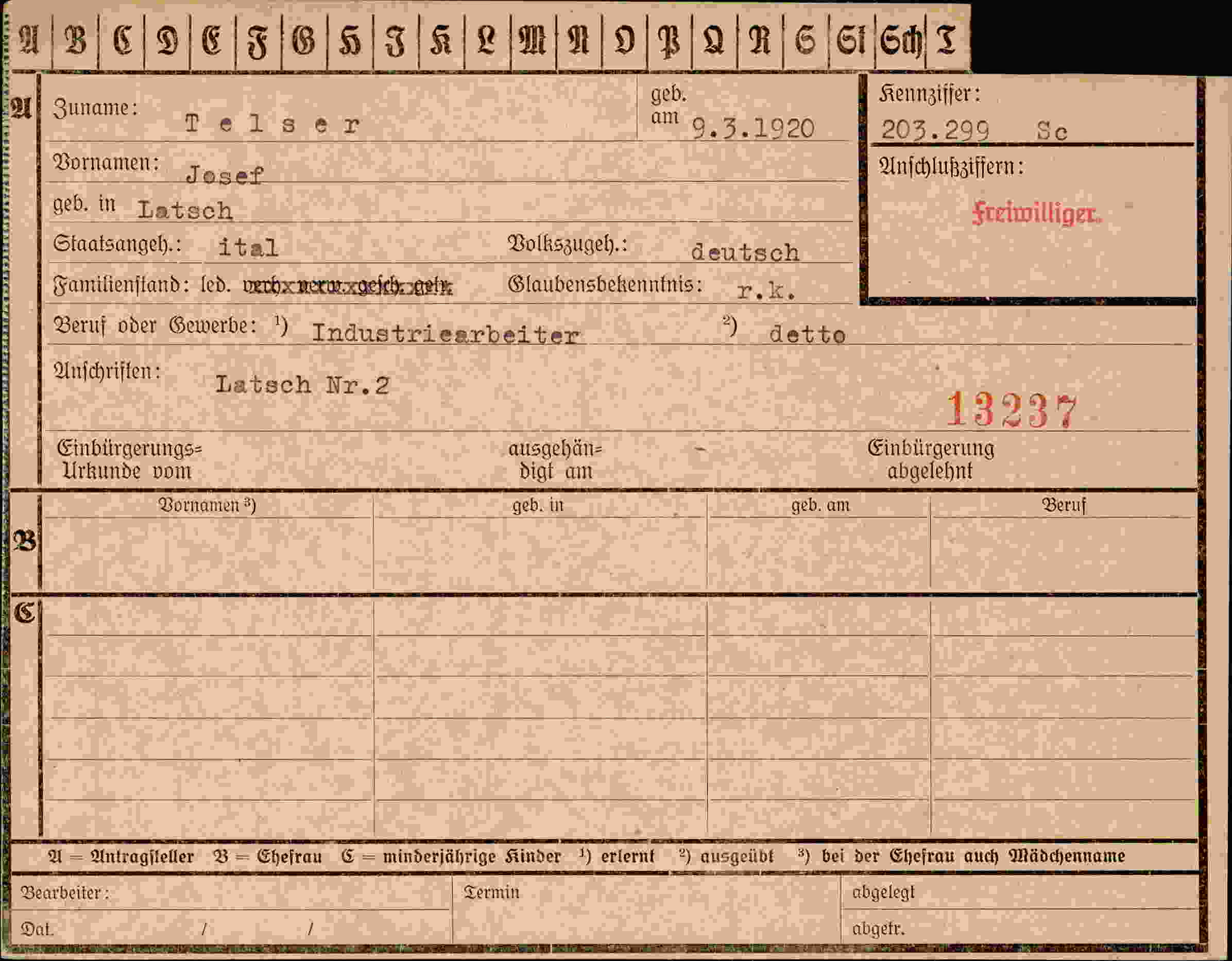 Vorderseite des Dokuments