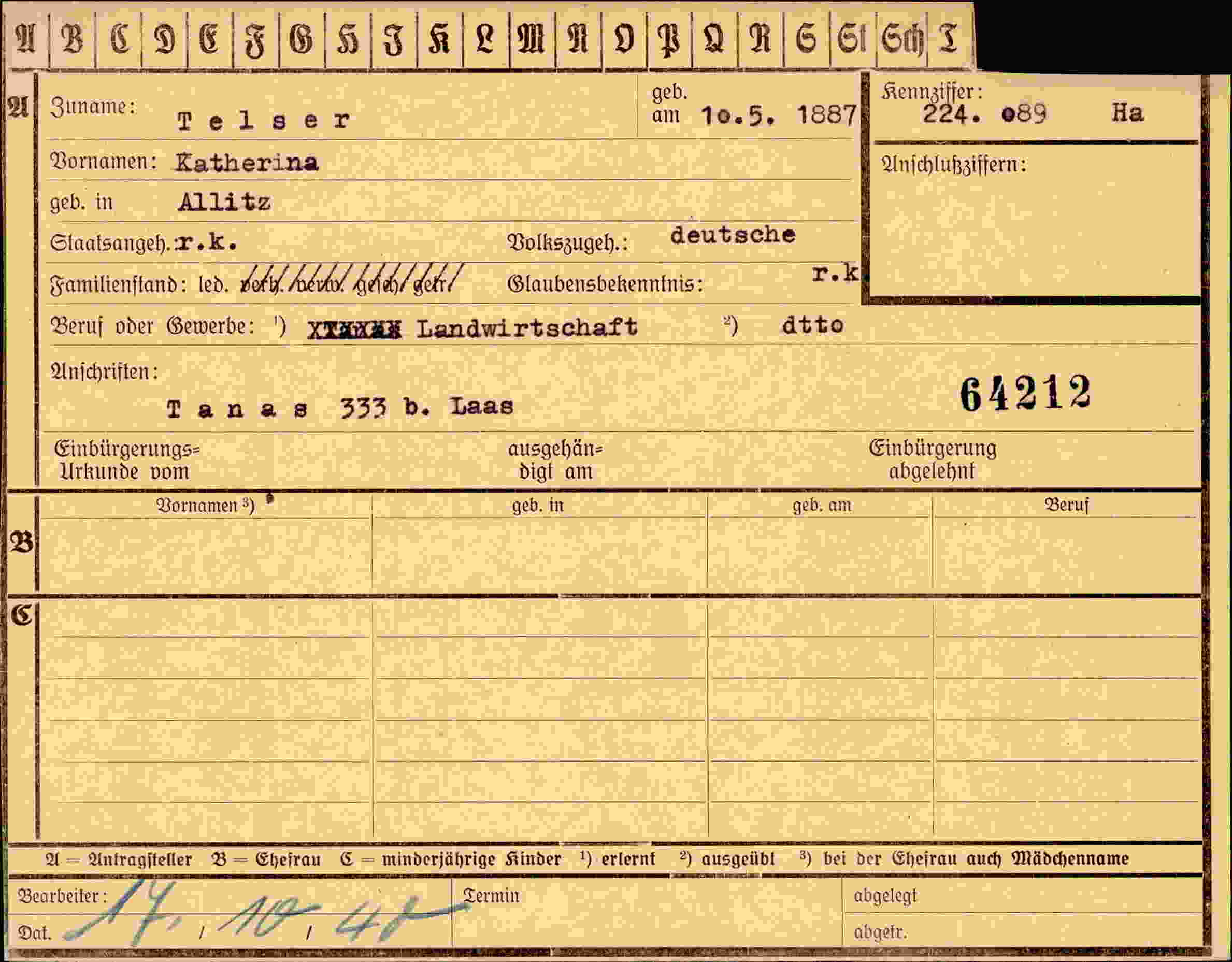Vorderseite des Dokuments