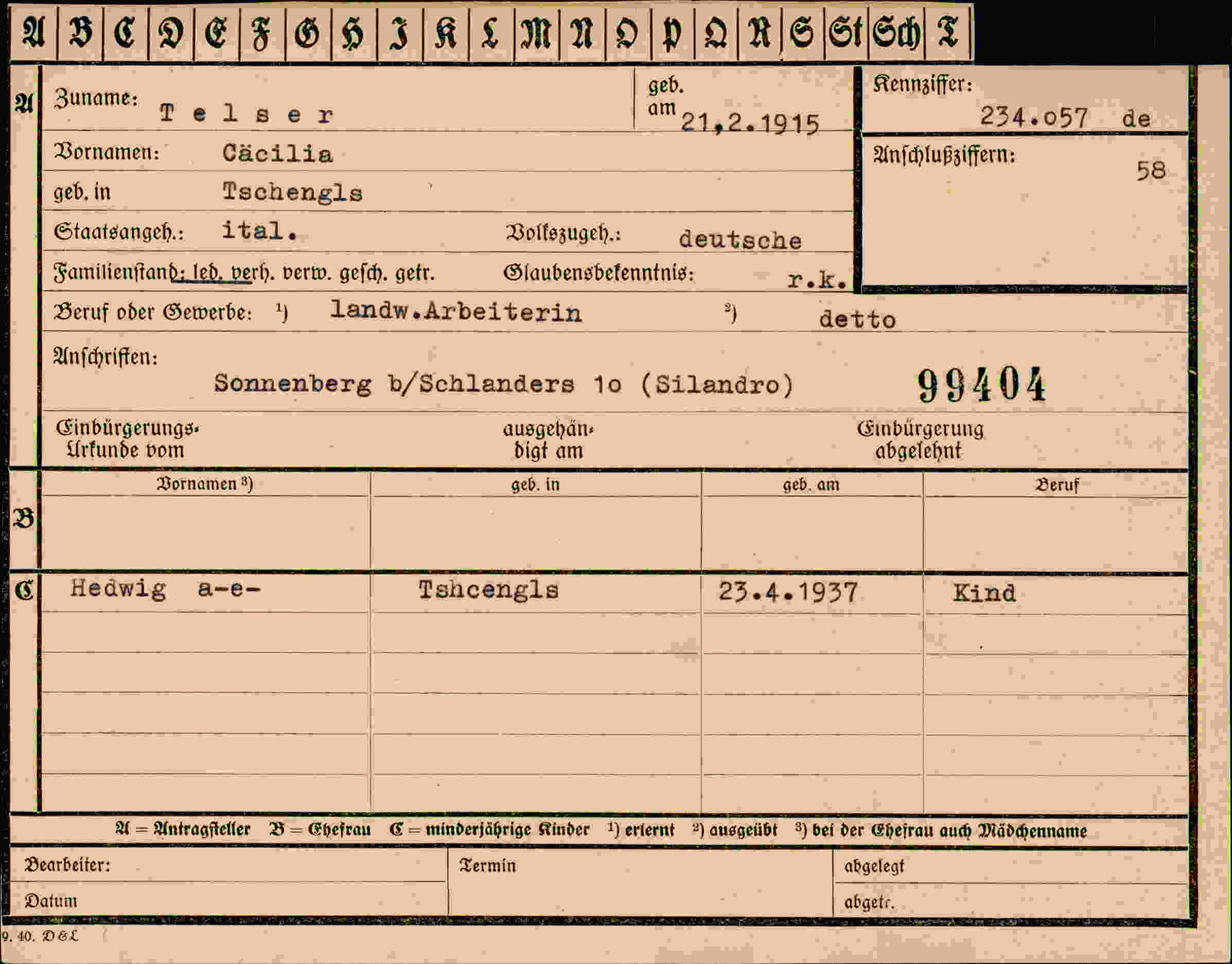 Vorderseite des Dokuments
