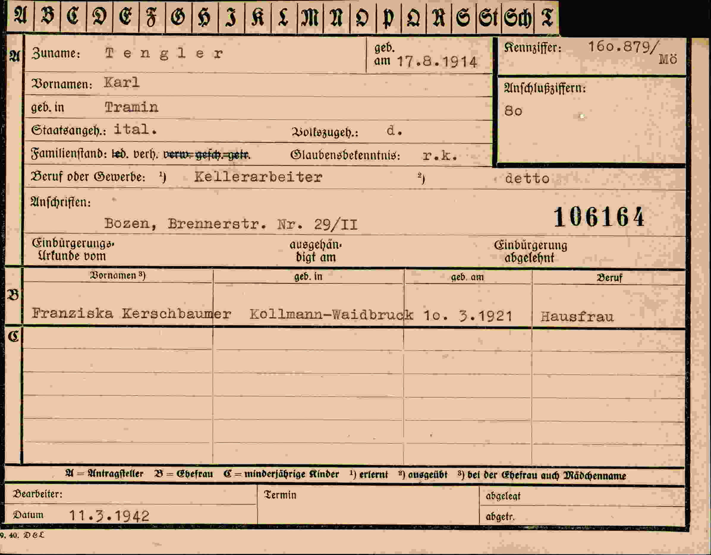 Dokument für Karl Tengler