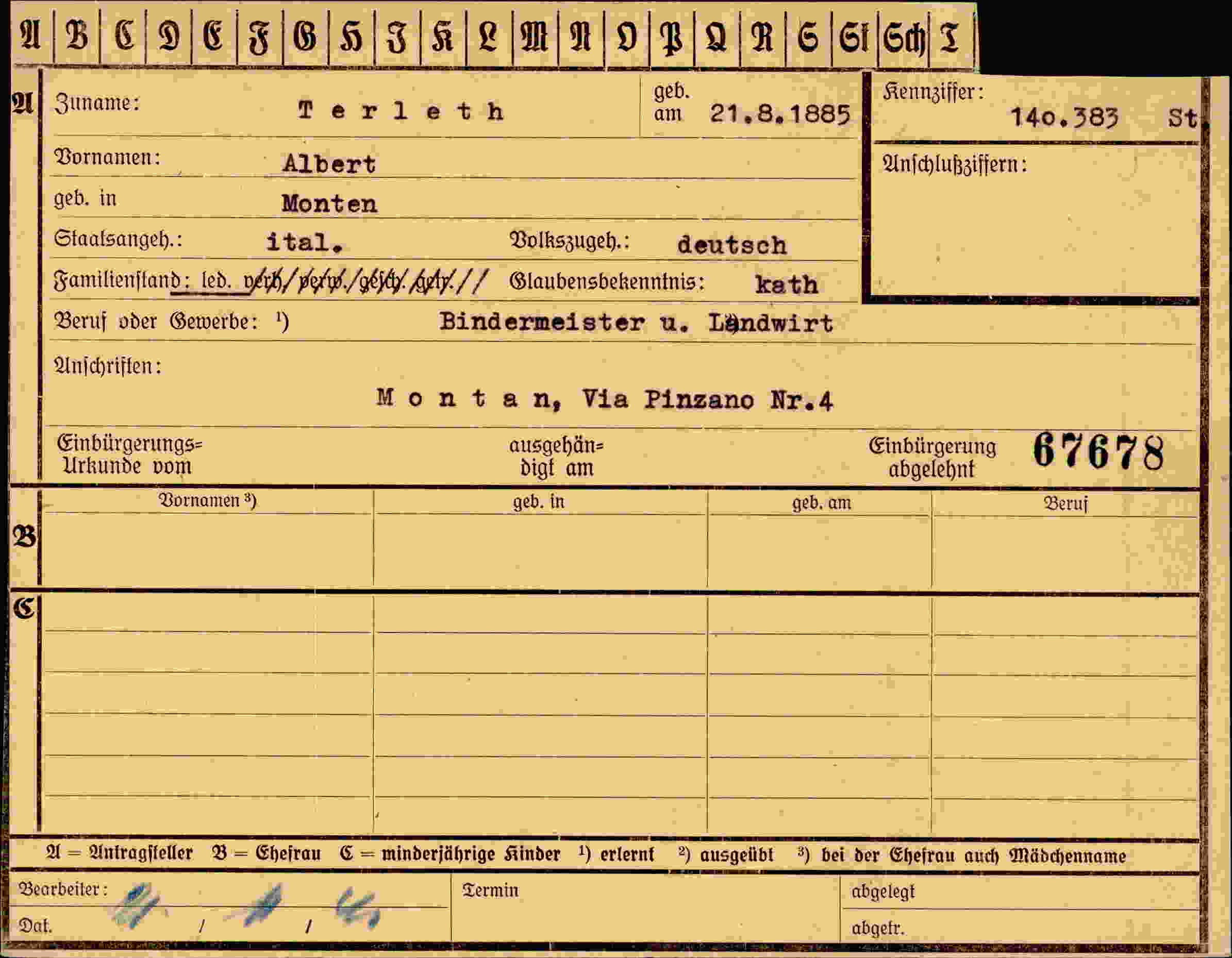 Dokument für Albert Terleth