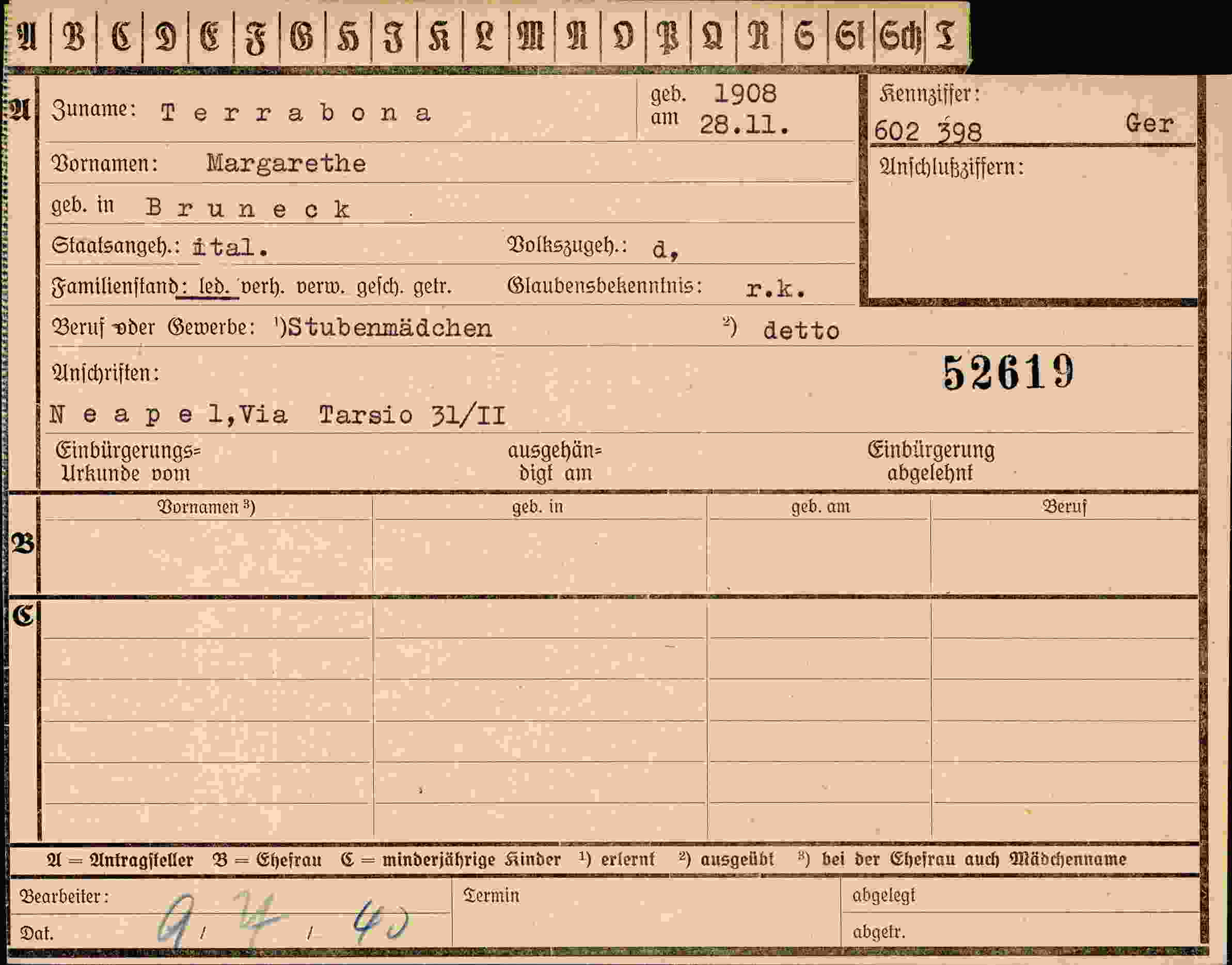 Vorderseite des Dokuments
