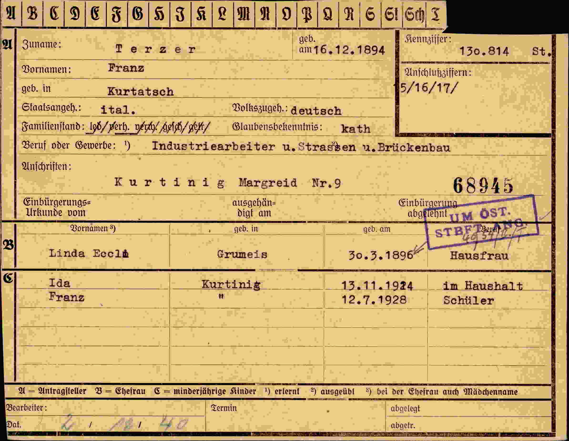 Vorderseite des Dokuments