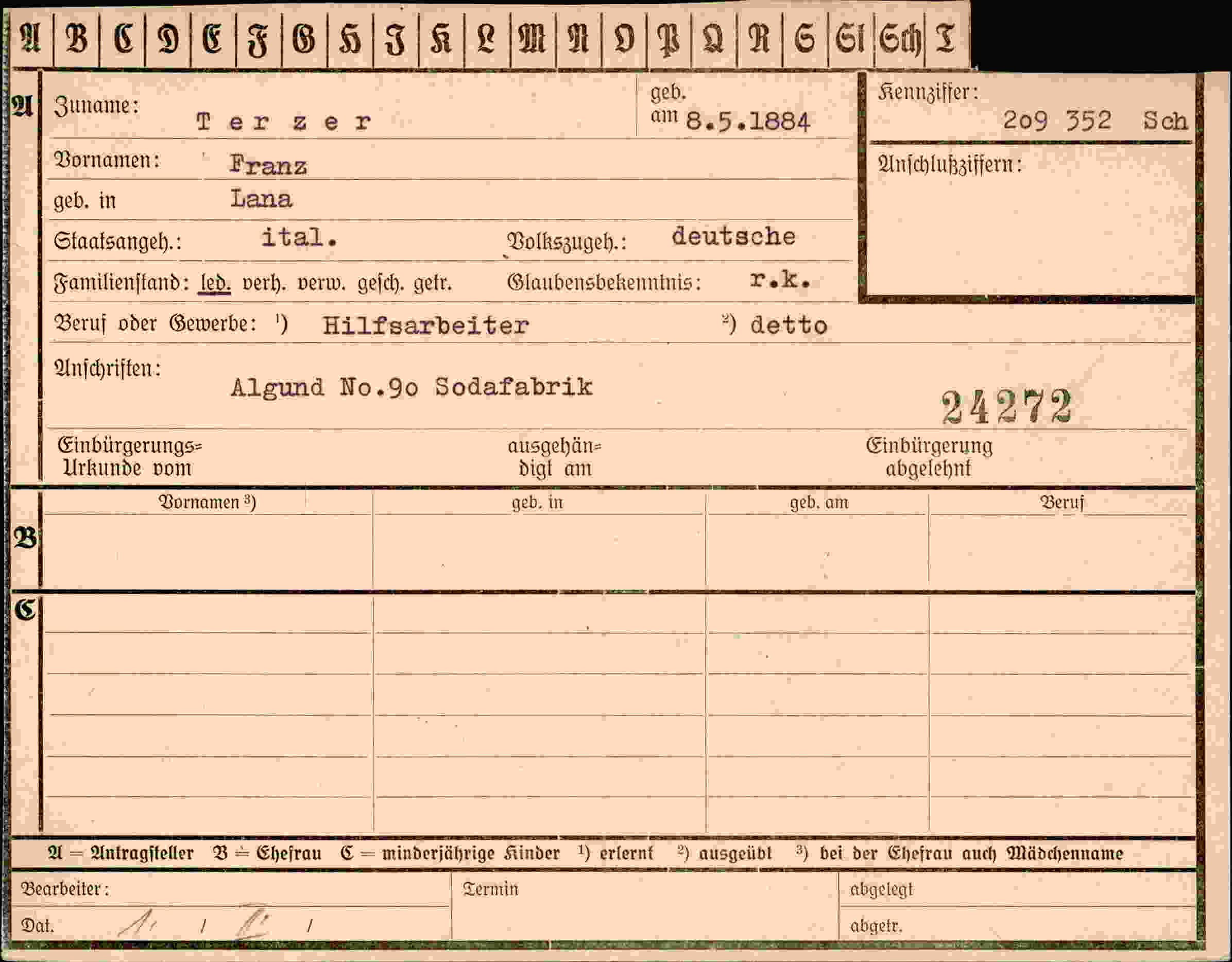 Dokument für Franz Terzer