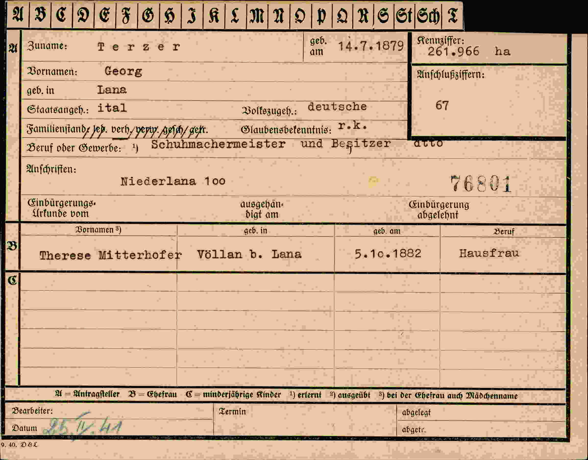 Vorderseite des Dokuments