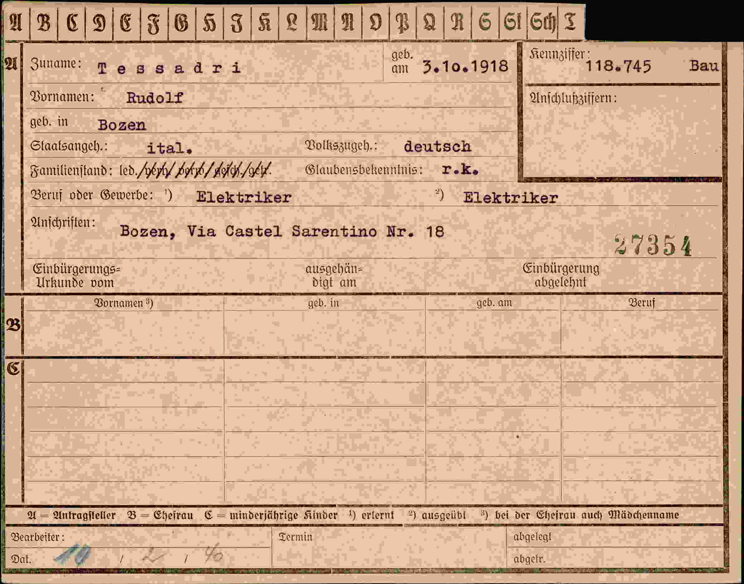 Dokument für Rudolf Tessadri