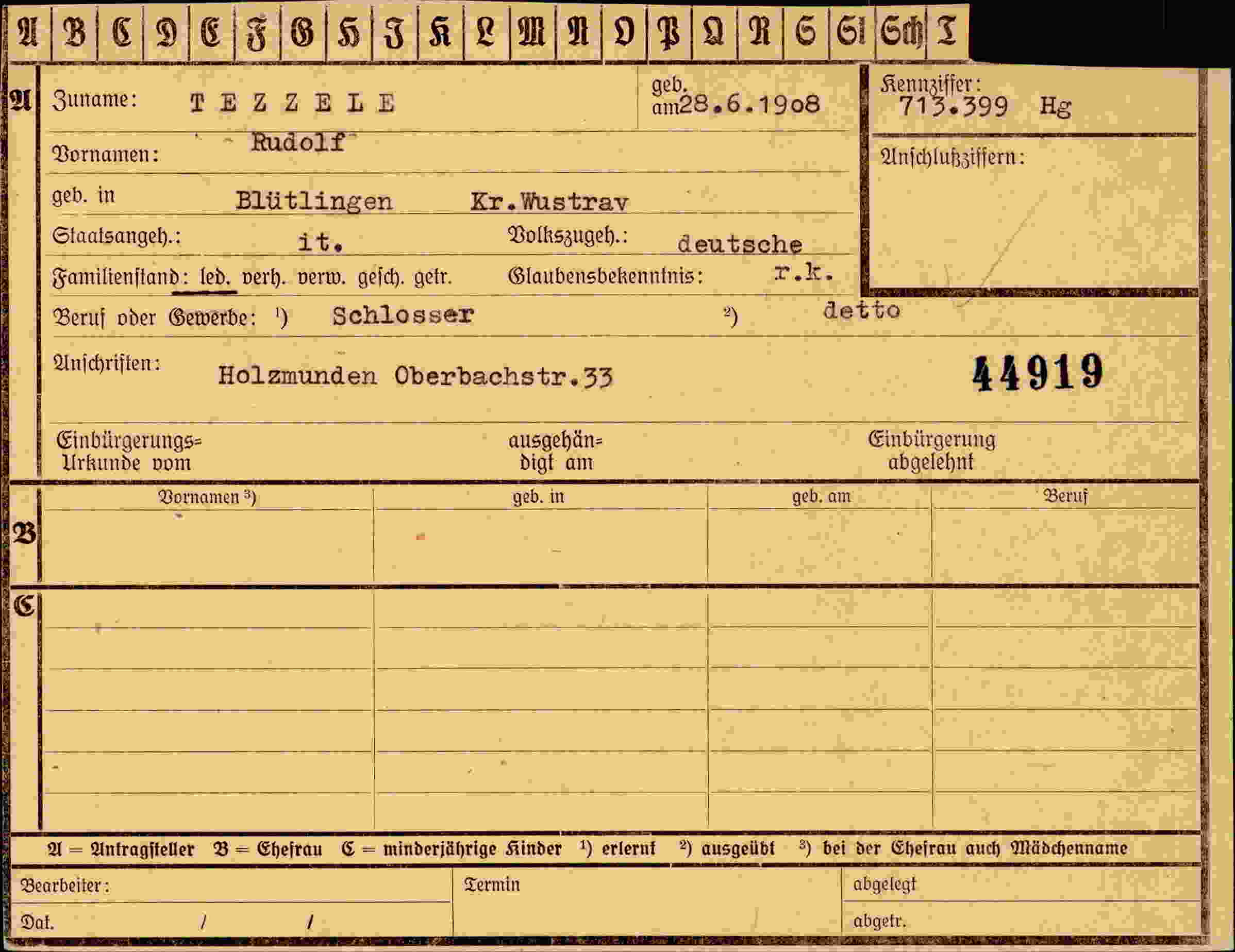 Dokument für Rudolf Tezzele