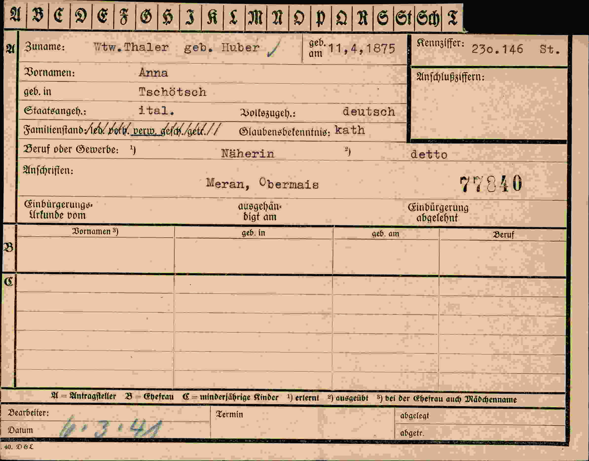 Dokument für Anna Thaler