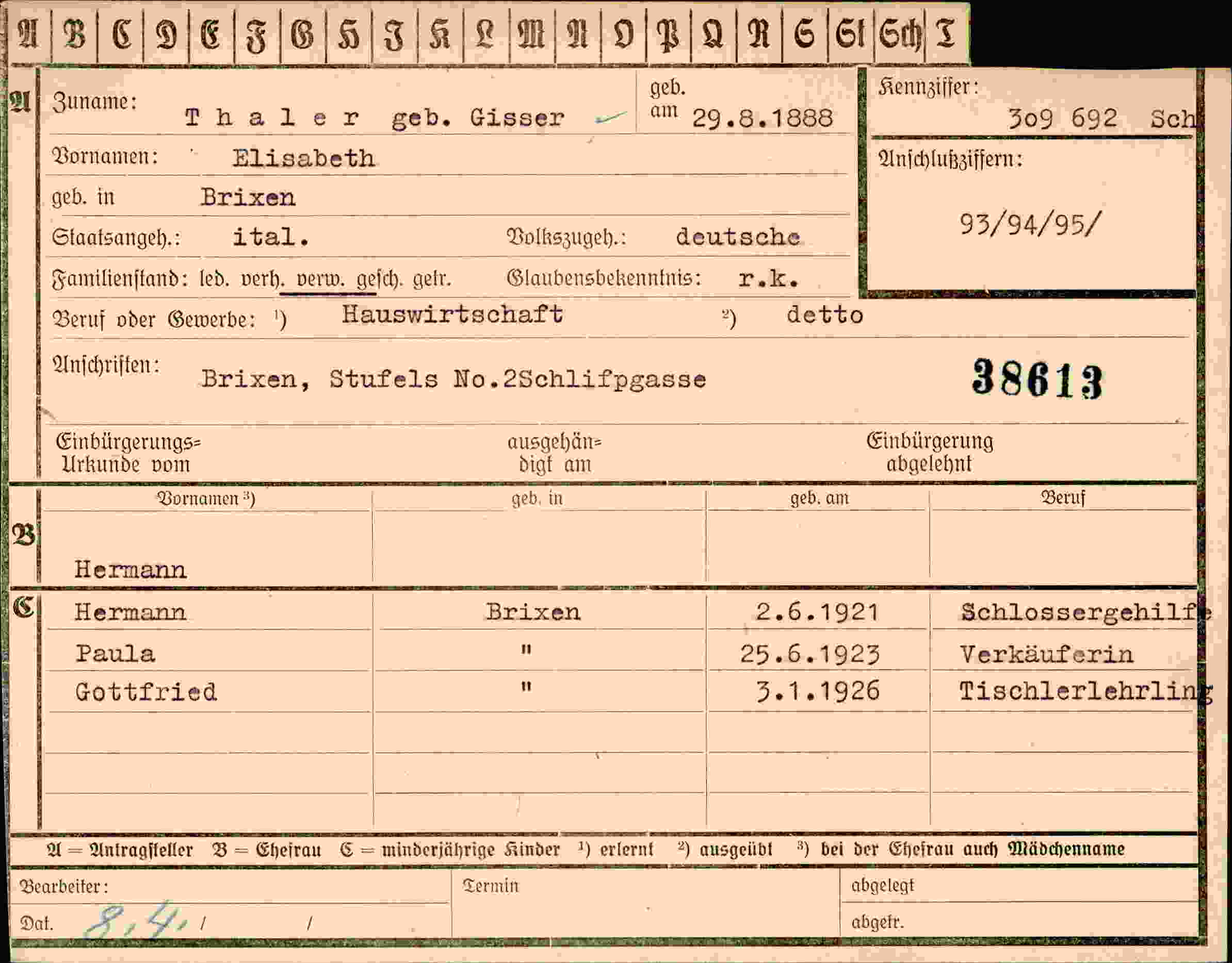 Vorderseite des Dokuments