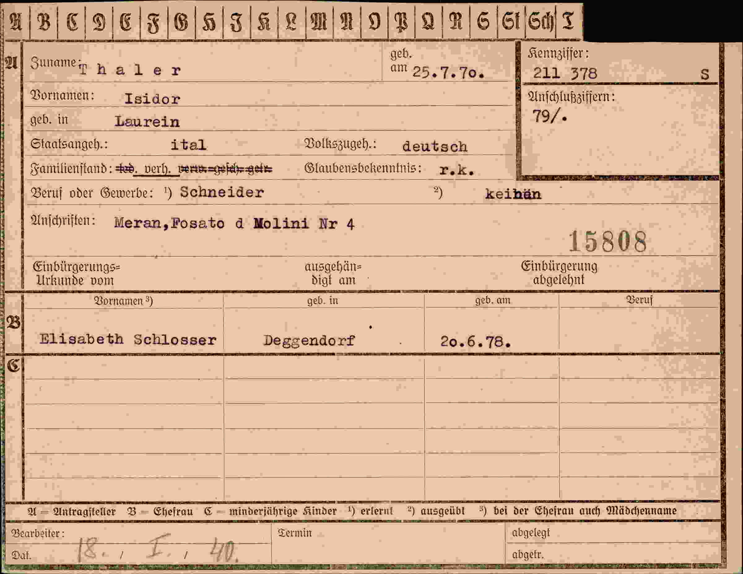 Vorderseite des Dokuments
