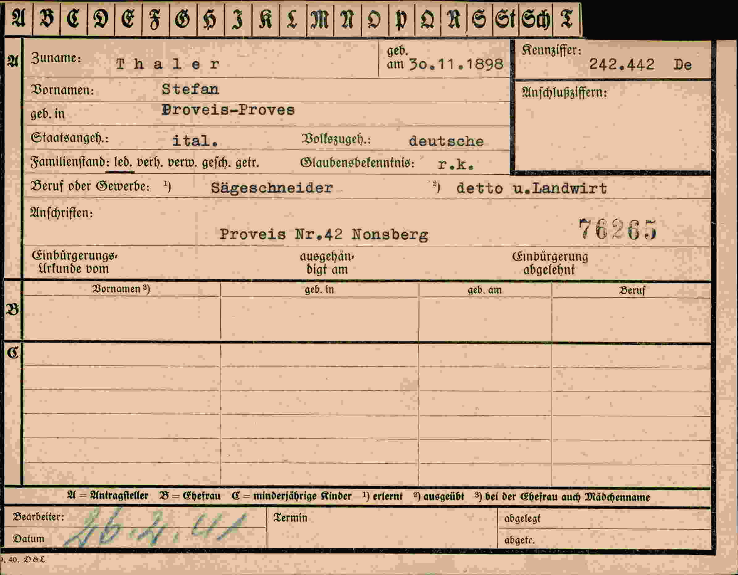 Dokument für Stefan Thaler