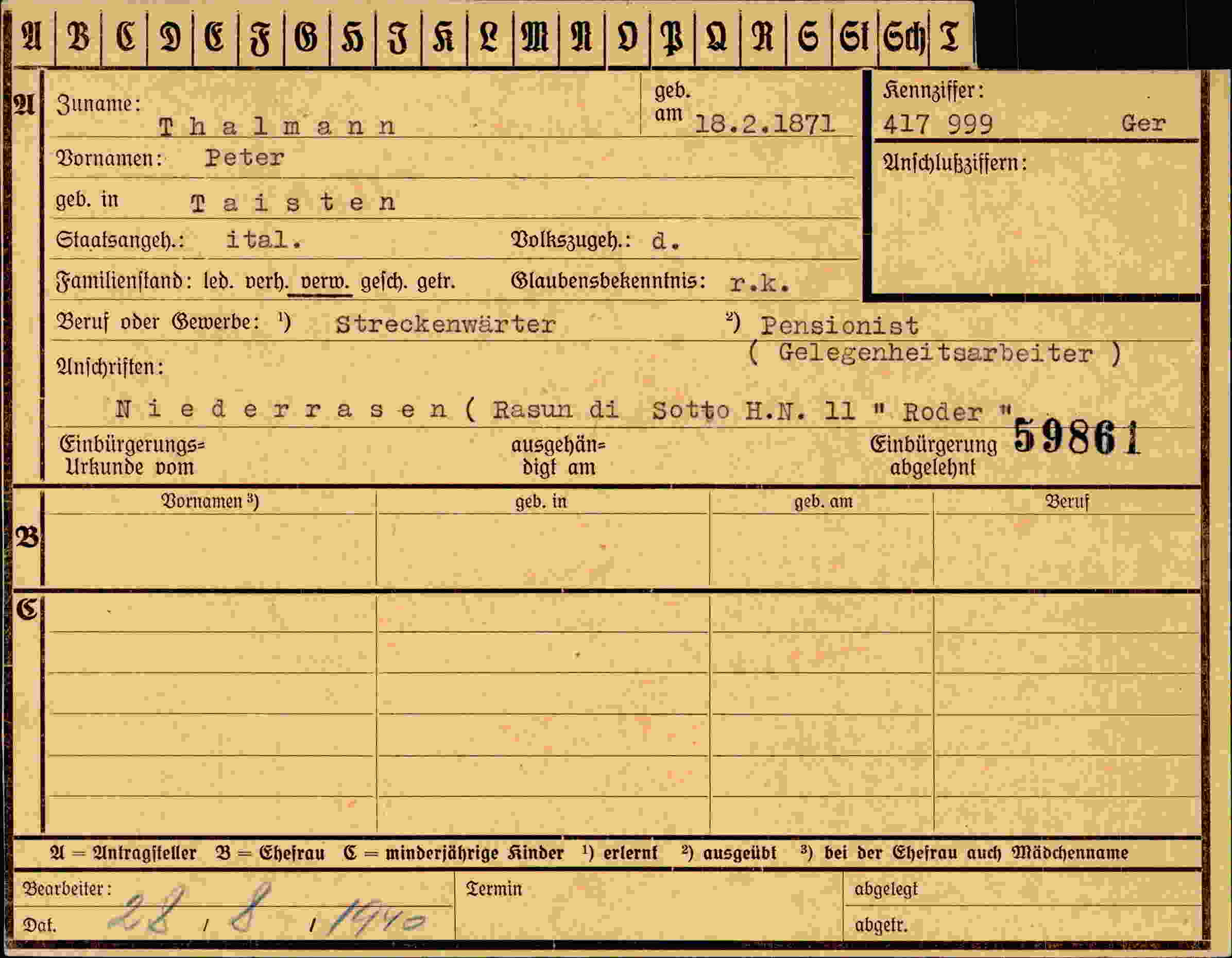 Dokument für Peter Thalmann