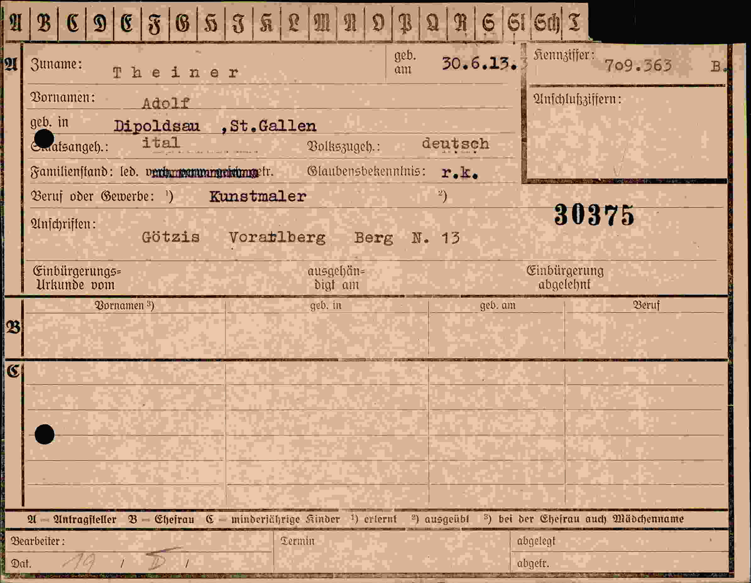 Dokument für Adolf Theiner