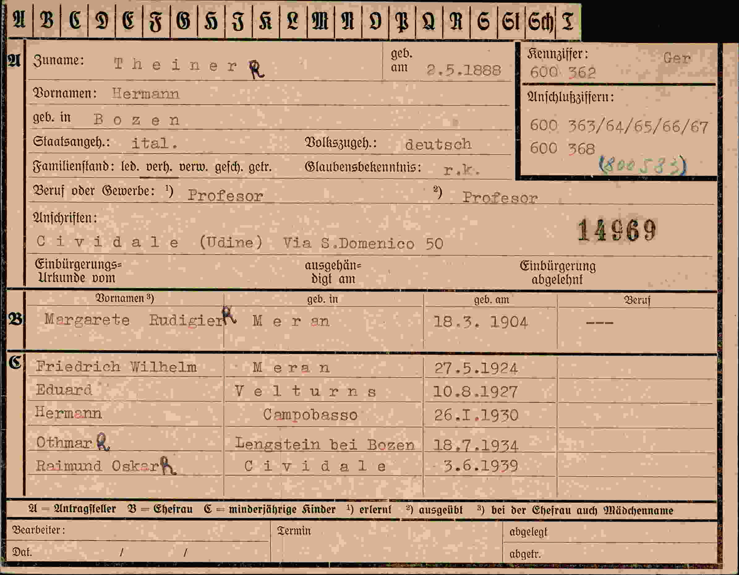 Dokument für Hermann Theiner
