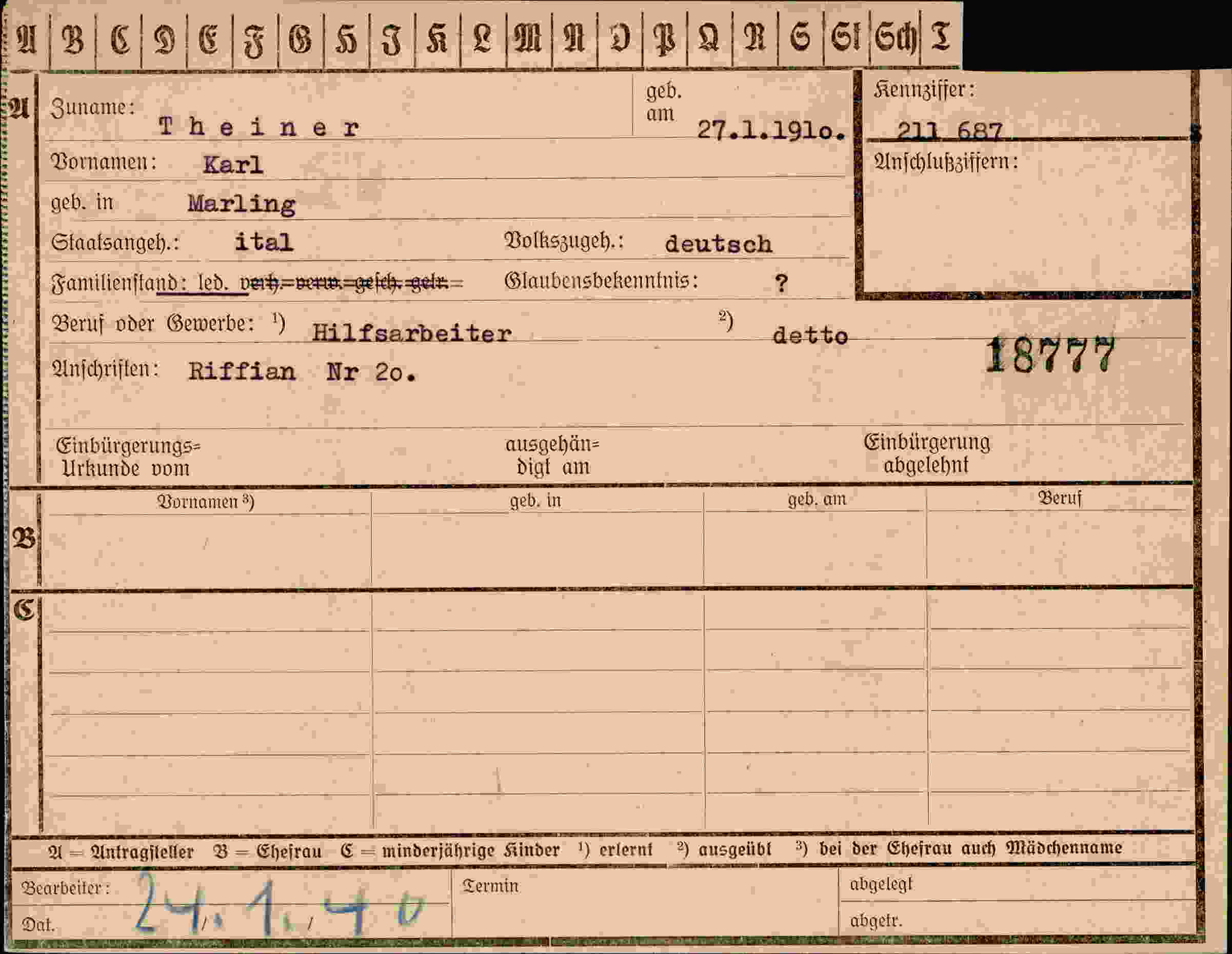 Dokument für Karl Theiner