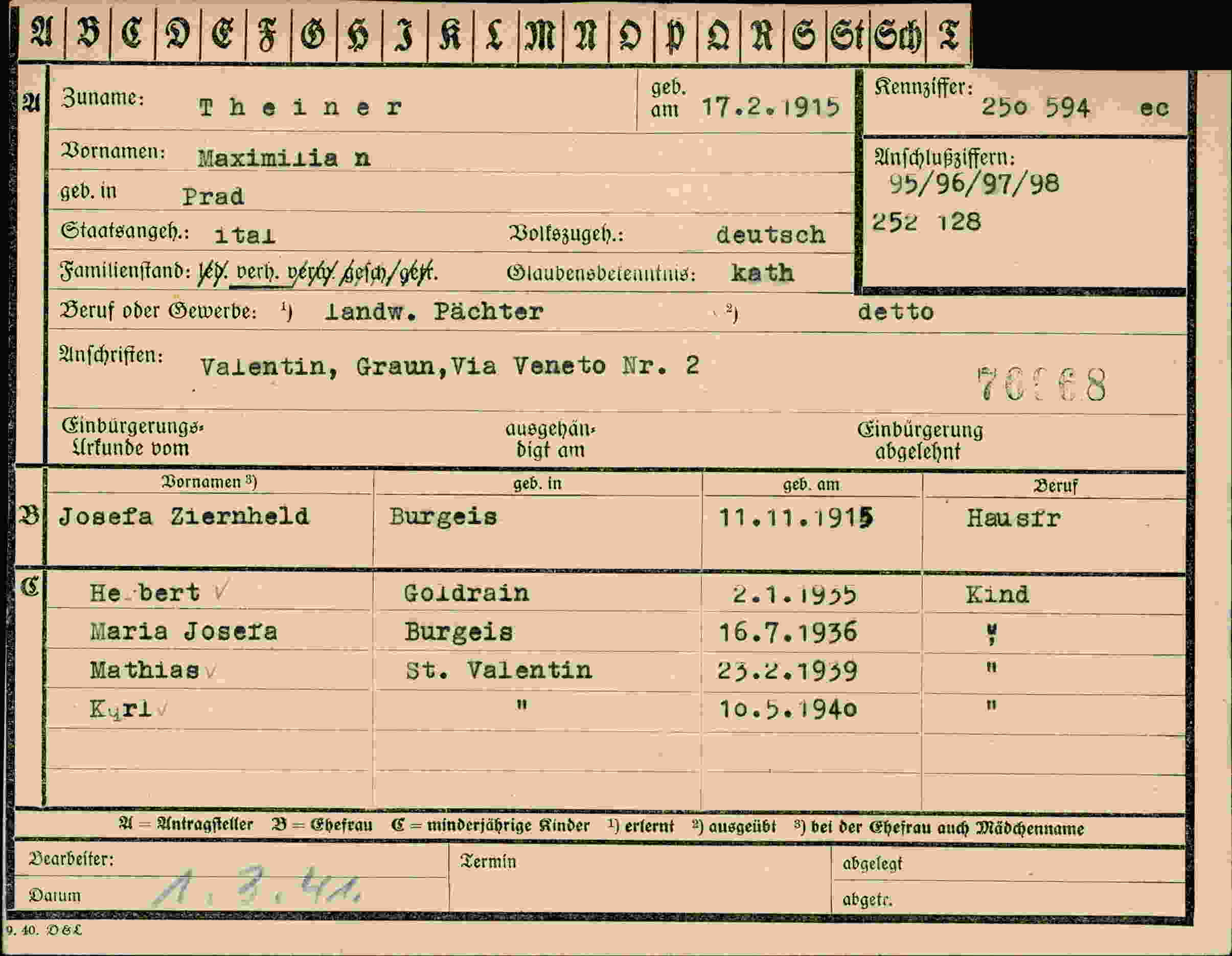 Dokument für Maximilian Theiner