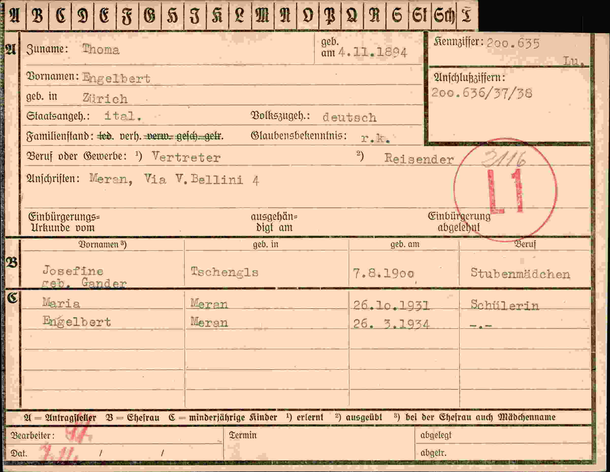 Dokument für Engelbert Thoma