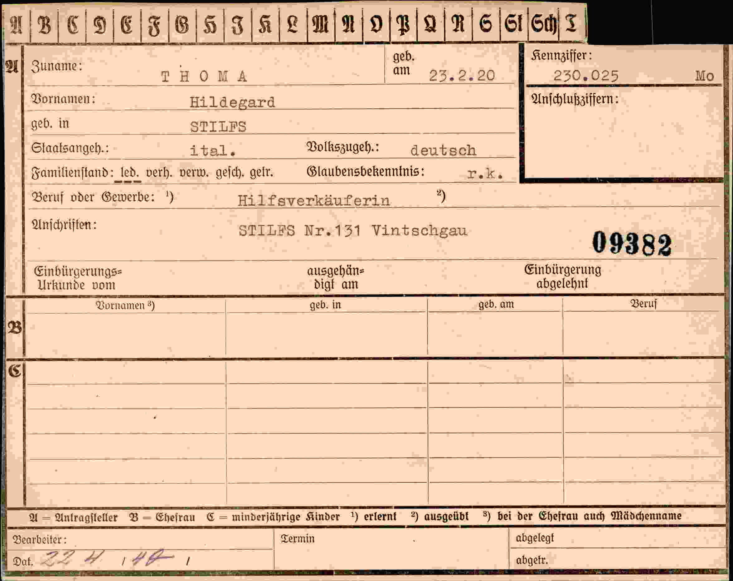 Dokument für Hildegard Thoma