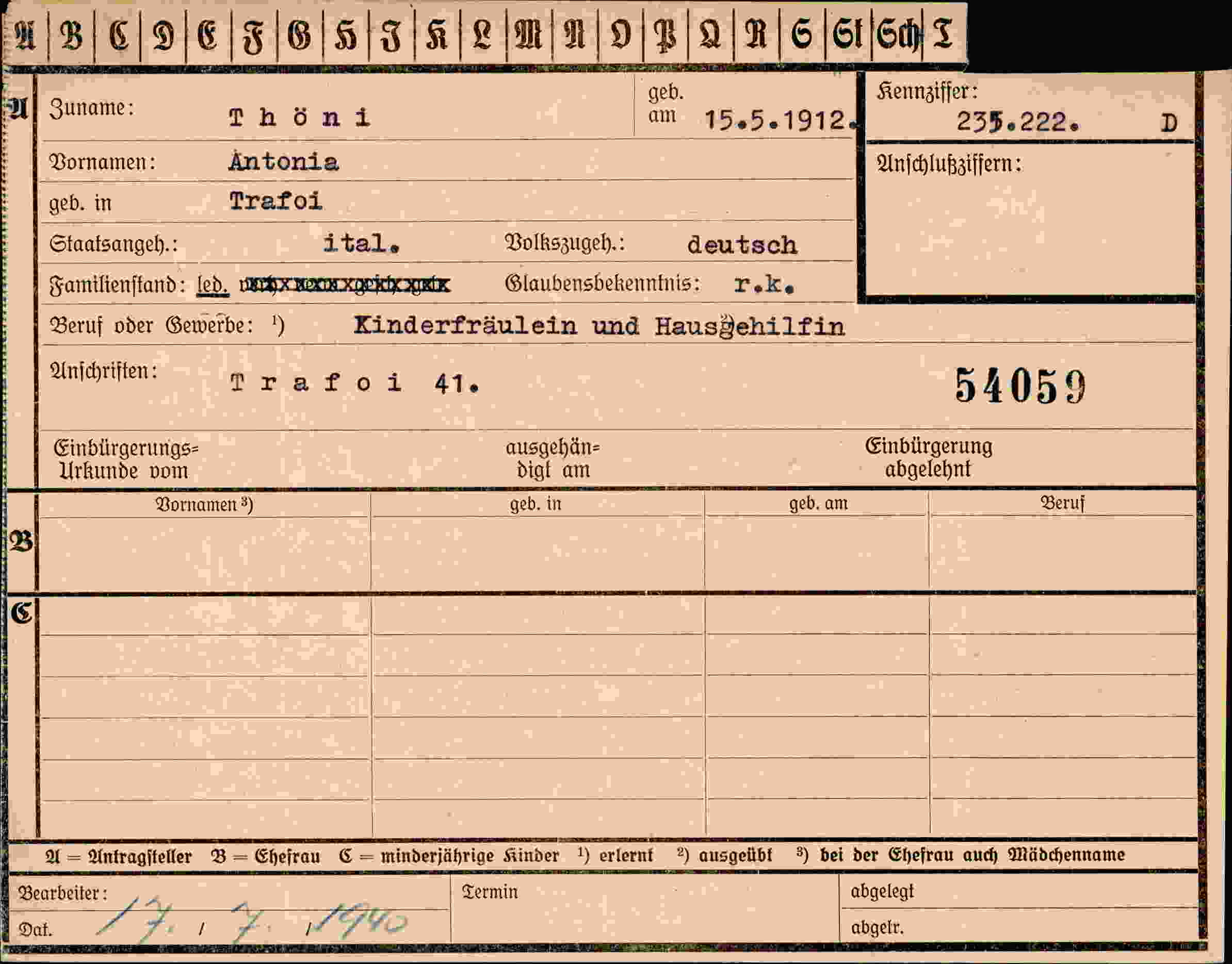 Vorderseite des Dokuments
