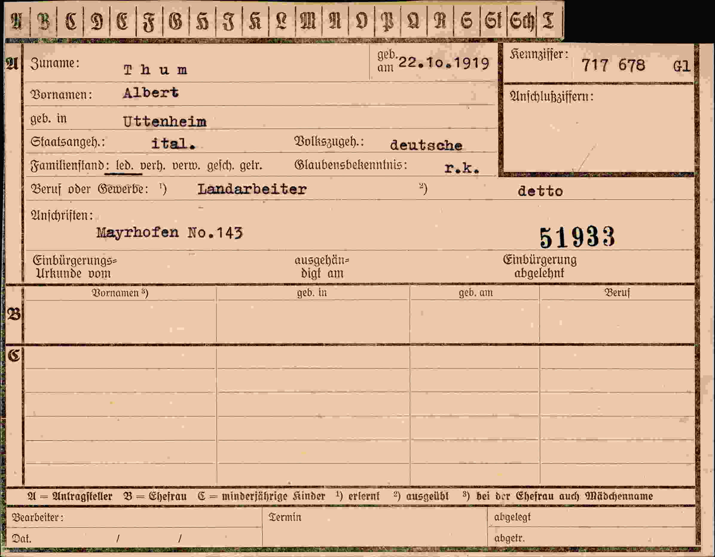 Dokument für Albert Thum