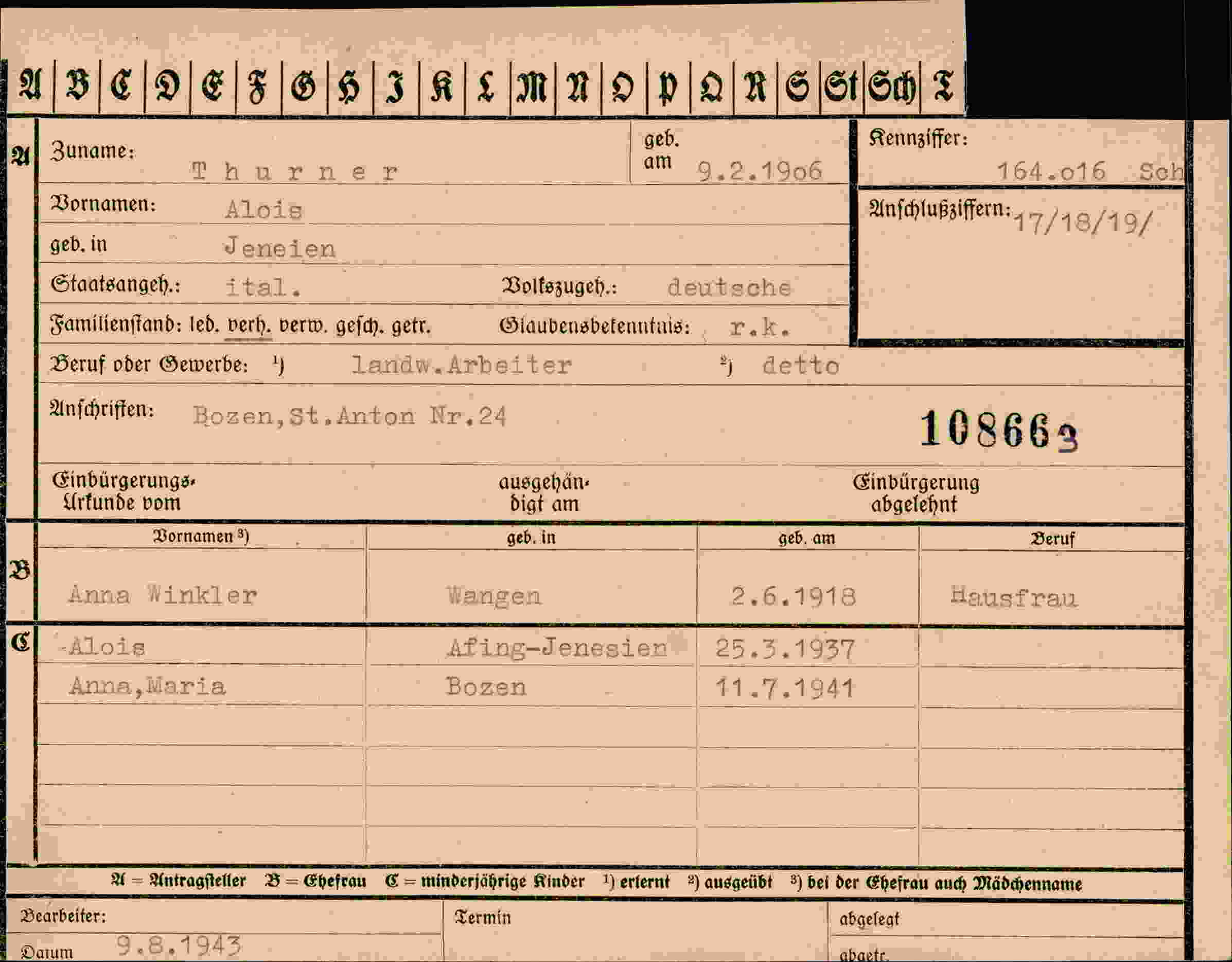 Vorderseite des Dokuments