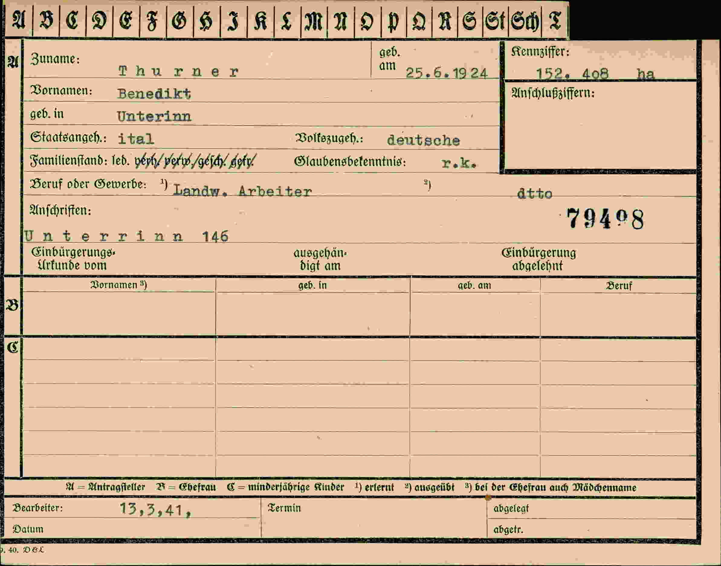 Dokument für Benedikt Thurner