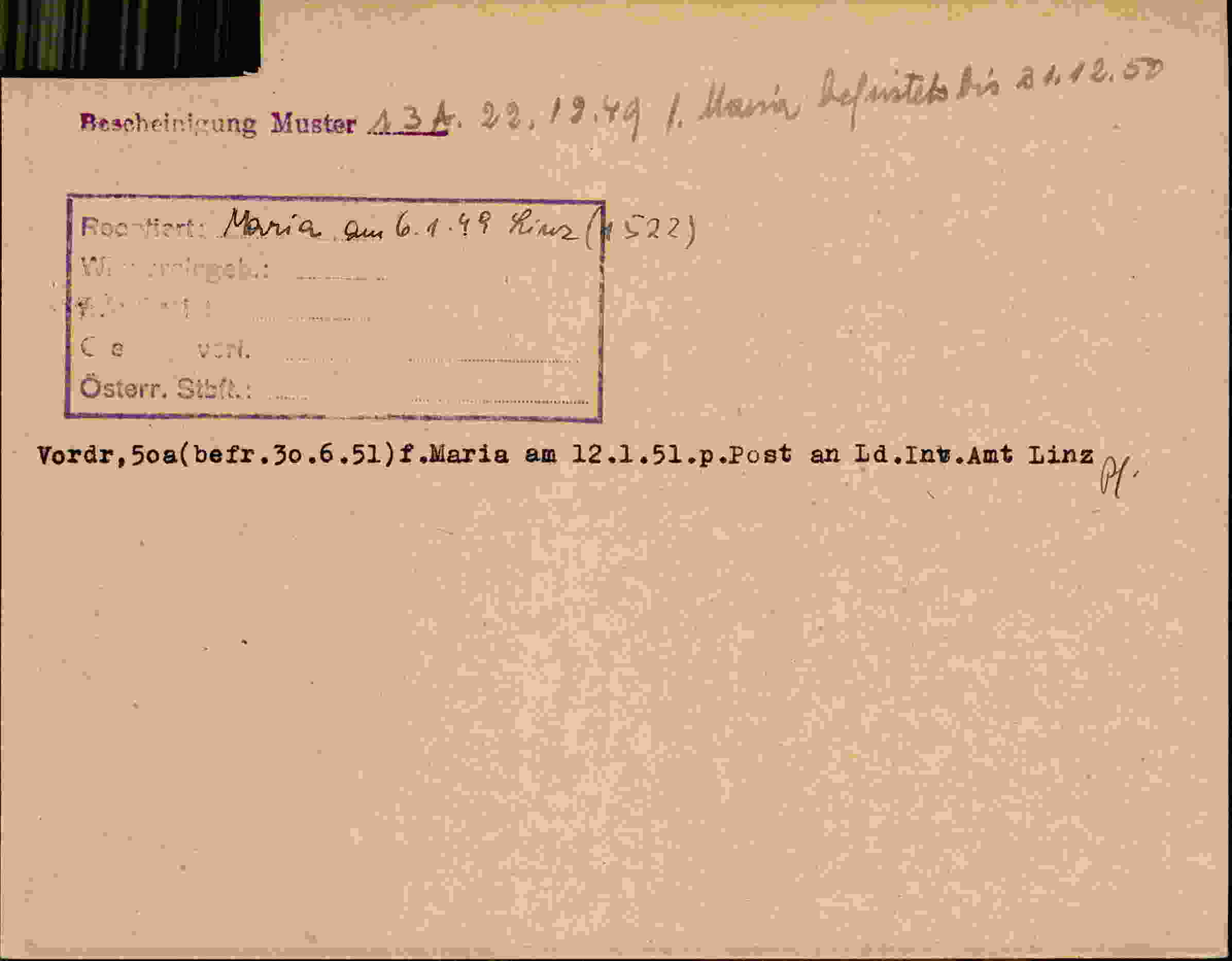 Rückseite des Dokuments